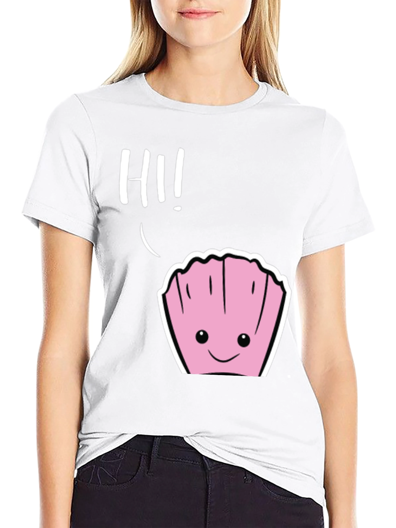 Black Cute Clam 'Hi!' Graphic Tee - Soft Cotton Comfort view 9