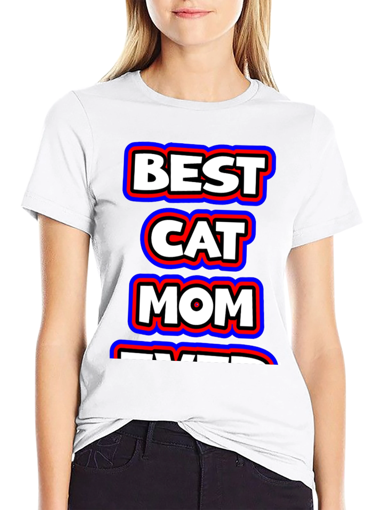 Black Best Cat Mom Ever Black Graphic T-Shirt view 9
