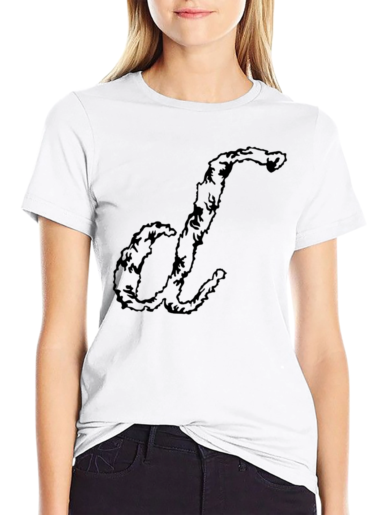 Black Unique Letter Tee - Soft Cotton Black T-Shirt view 9