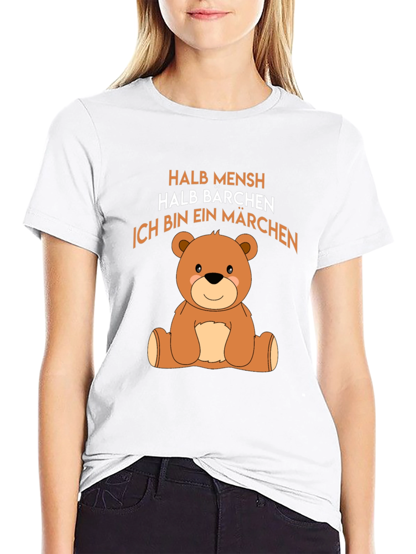 Black Halb Mensch Halb Barchen Bear Graphic T-Shirt view 9