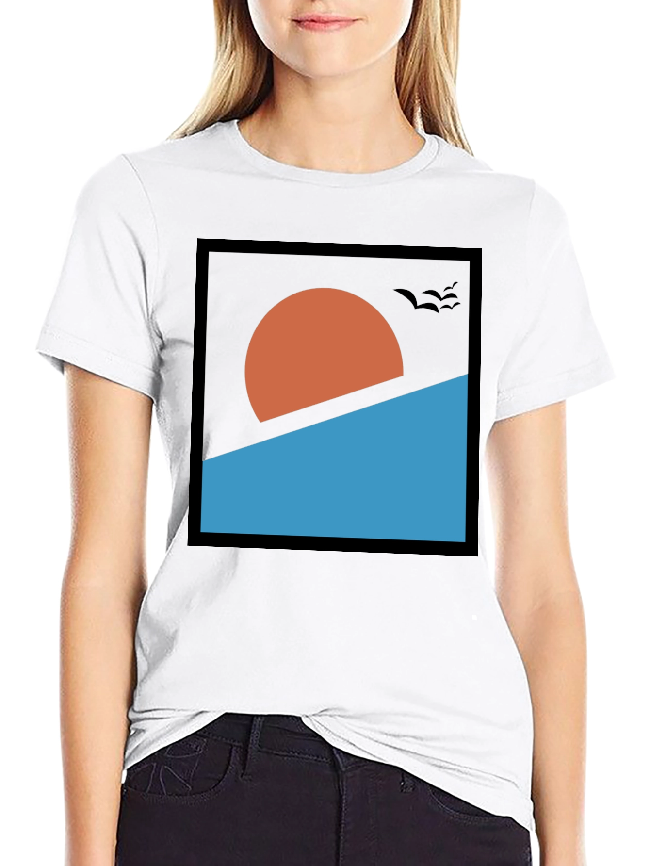 Black Abstract Sunset Graphic Tee - Modern Design view 9