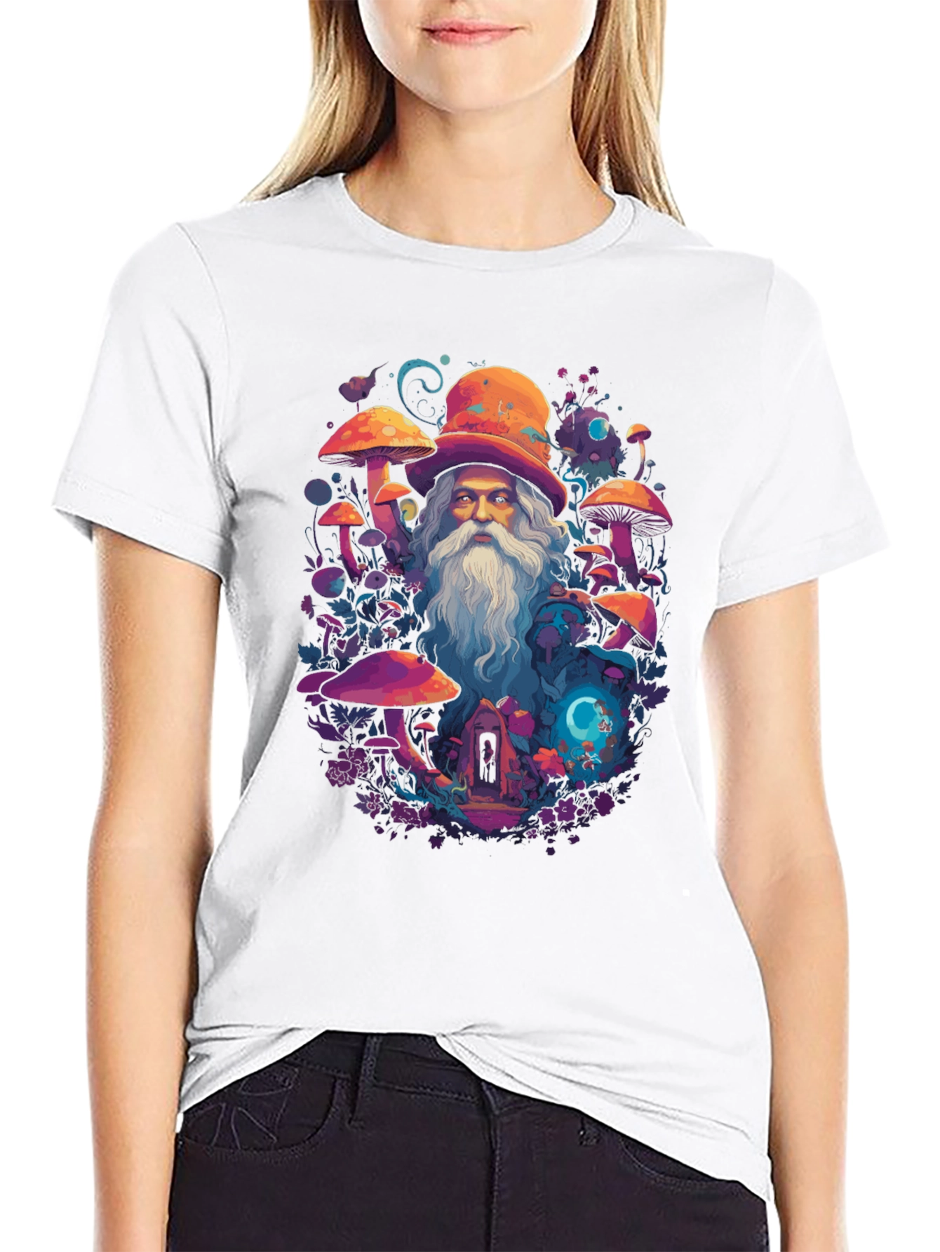 Black Wizard Mushroom Graphic Tee view 9