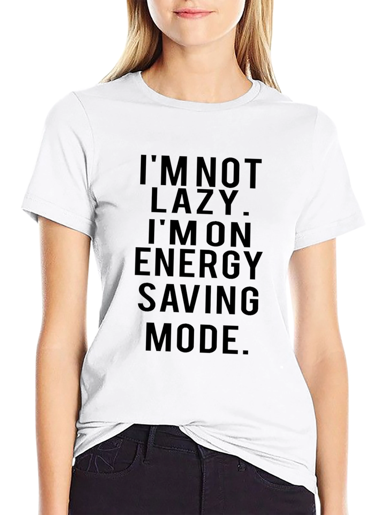 Black Funny Energy Saving Mode Graphic T-Shirt view 9