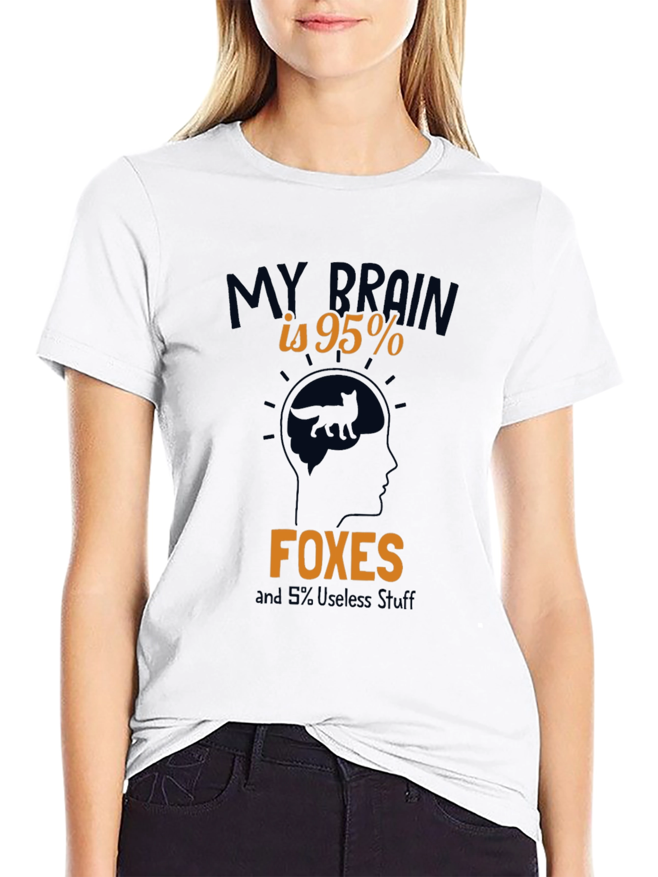 Black My Brain is 95% Foxes Funny Men's Graphic T-Shirt view 9