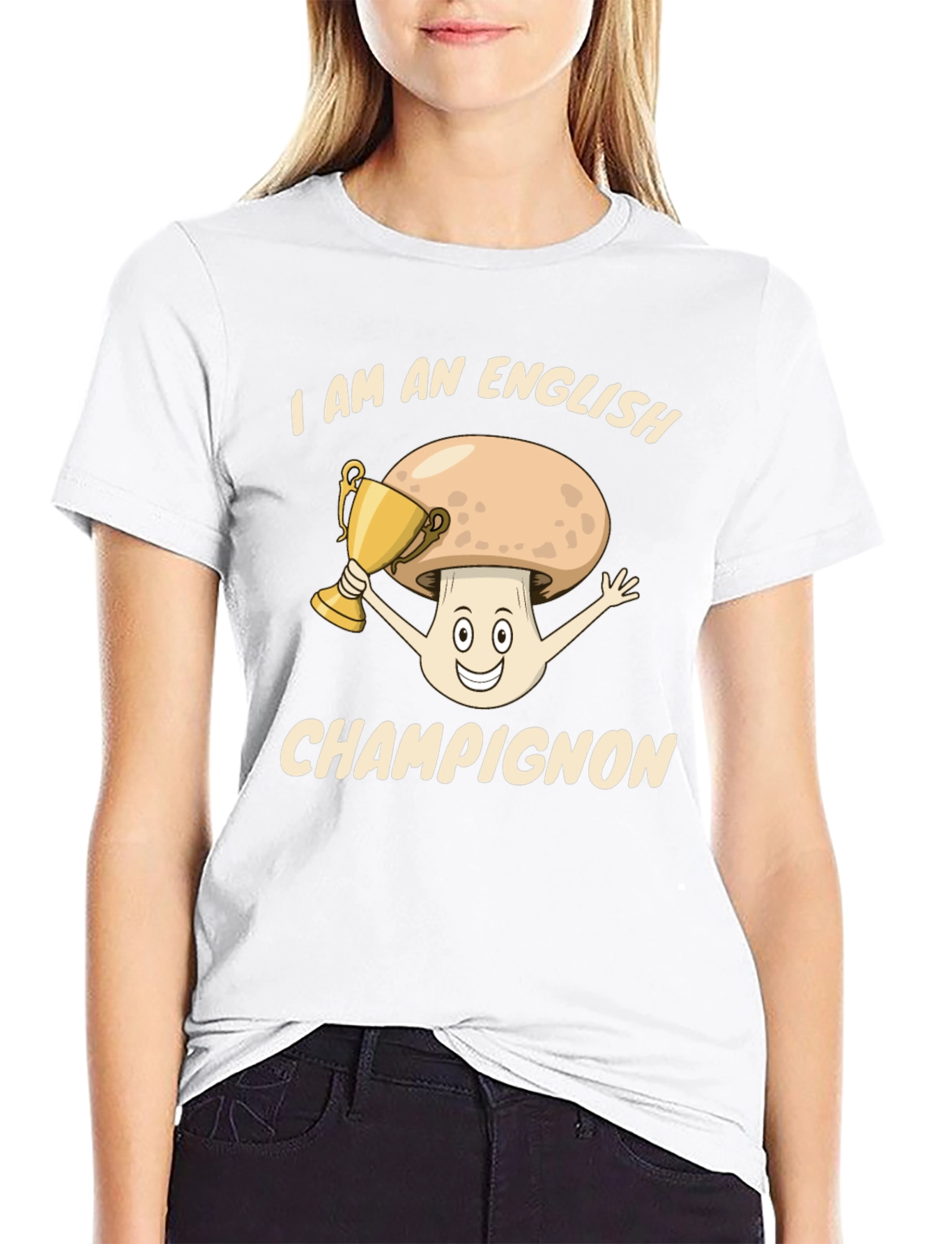 Black English Champignon T-Shirt - Funny Mushroom Pun Tee view 9
