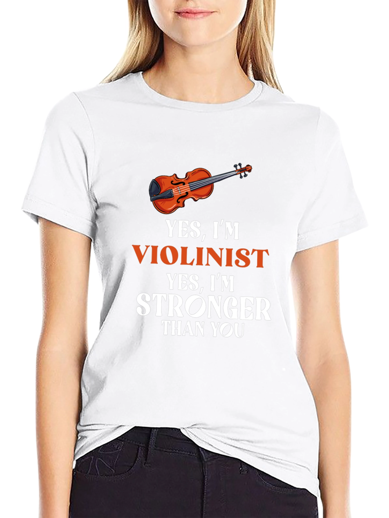 Black Violinist T-Shirt: Yes, I'm Stronger Than You! view 9