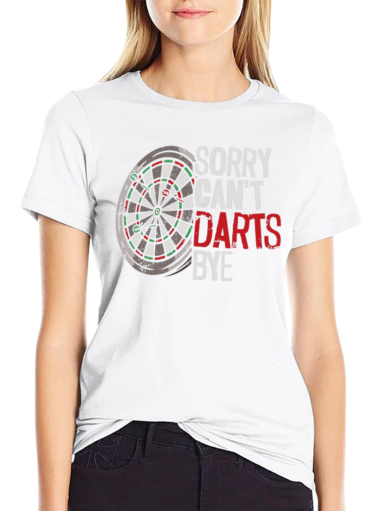 Black Sorry Can't Darts Bye Black T-Shirt view 9