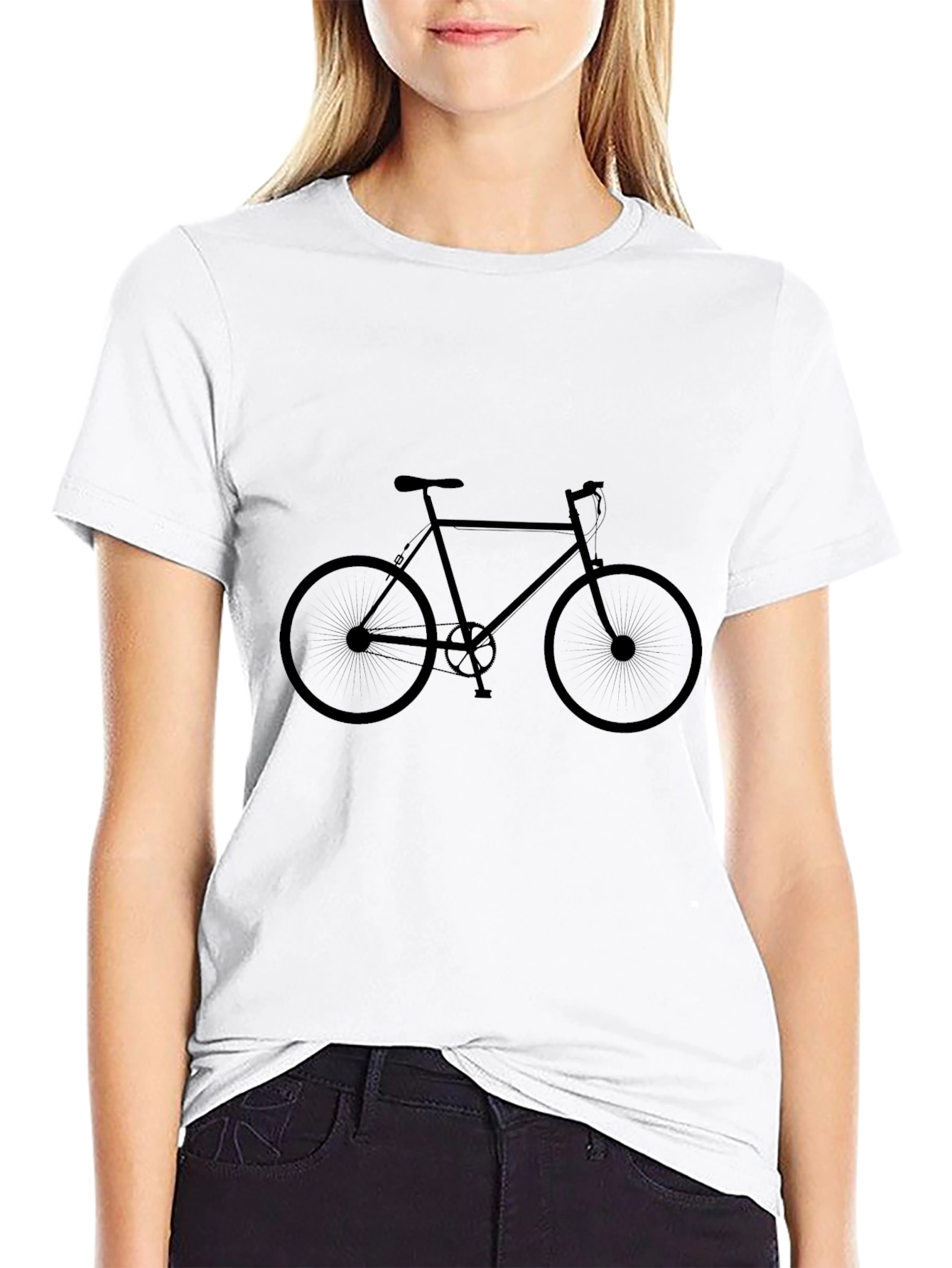 Black Bicycle Graphic Tee - Black Cotton Casual Shirt view 9