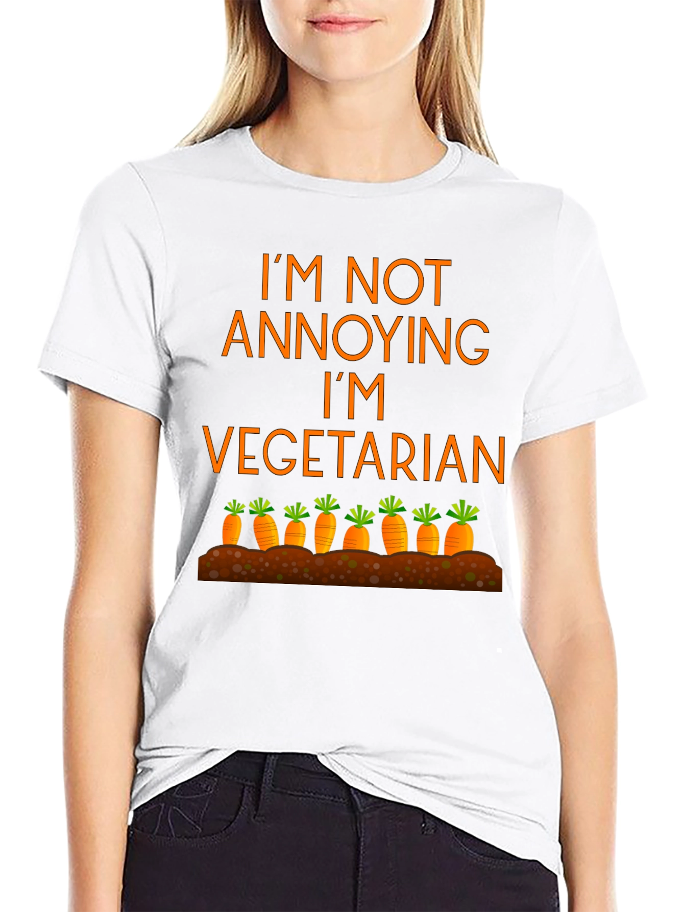 Black Vegetarian Graphic Tee - Funny Carrot Design view 9