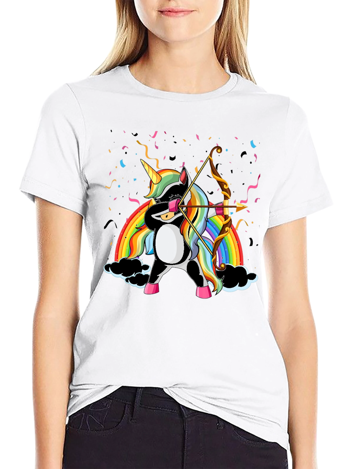 Black Unicorn Archer T-Shirt - Rainbow Magic view 9
