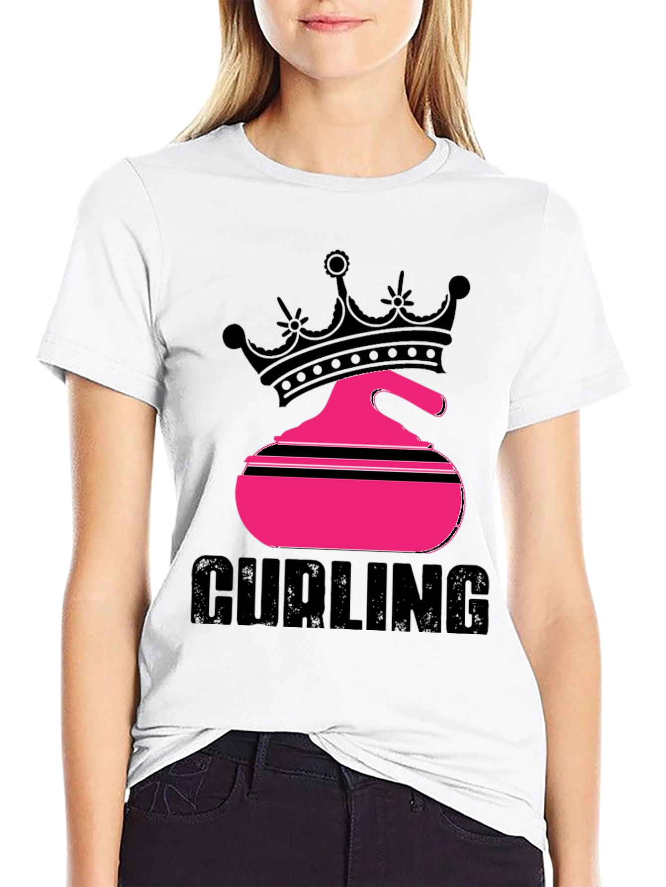 Black Curling Queen Black T-Shirt view 9