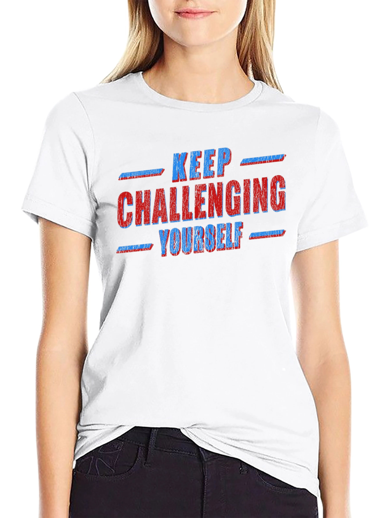 Black Keep Challenging Yourself Graphic Tee view 9