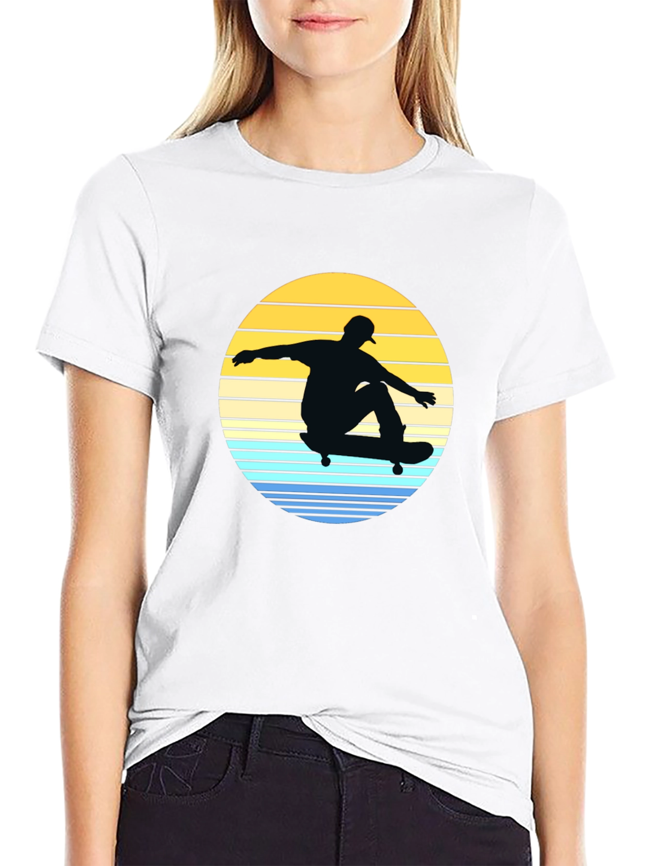 Black Skateboard Sunset Graphic Tee view 9