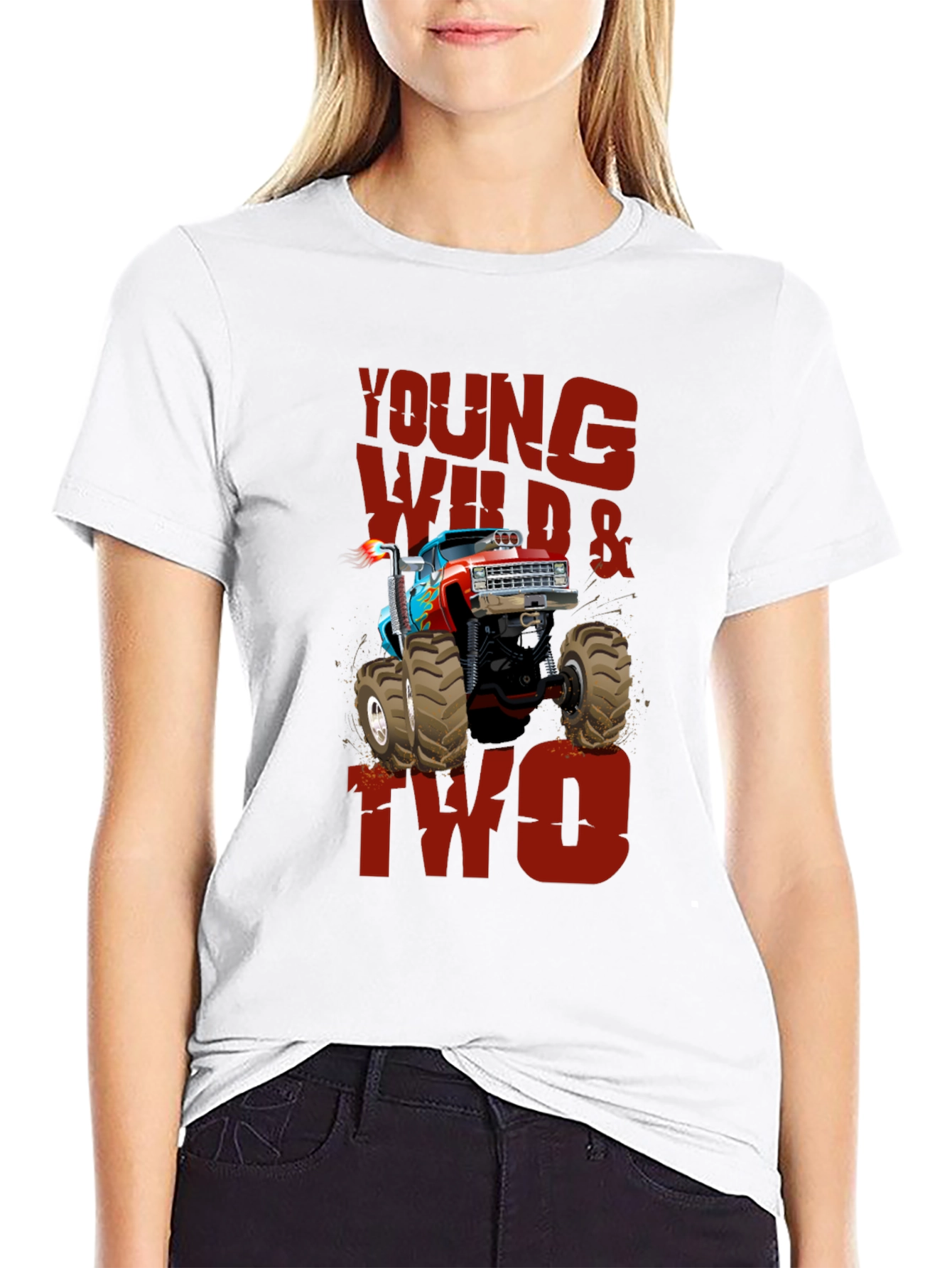 Black Young Wild & Two Monster Truck Tee view 9