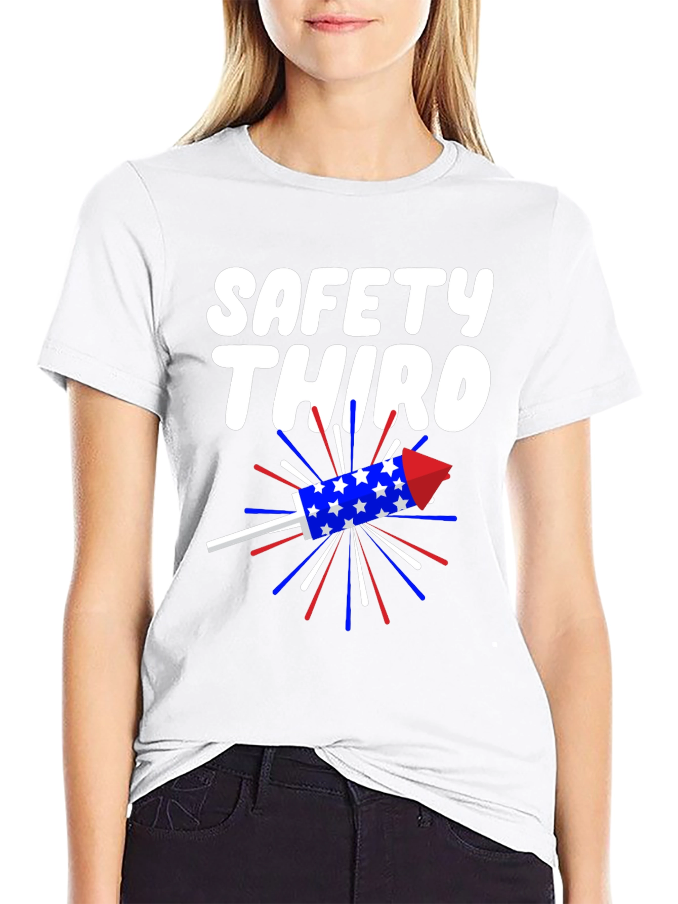 Black Safety Third T-Shirt Patriotic Rocket Tee view 9