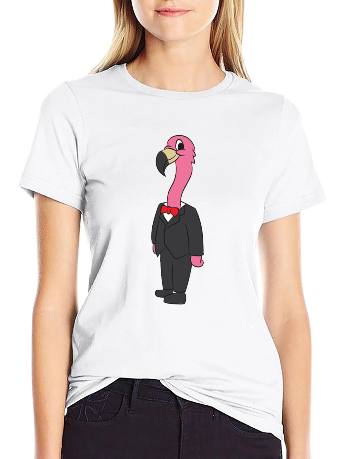 Black Flamingo in a Suit Graphic T-Shirt view 9