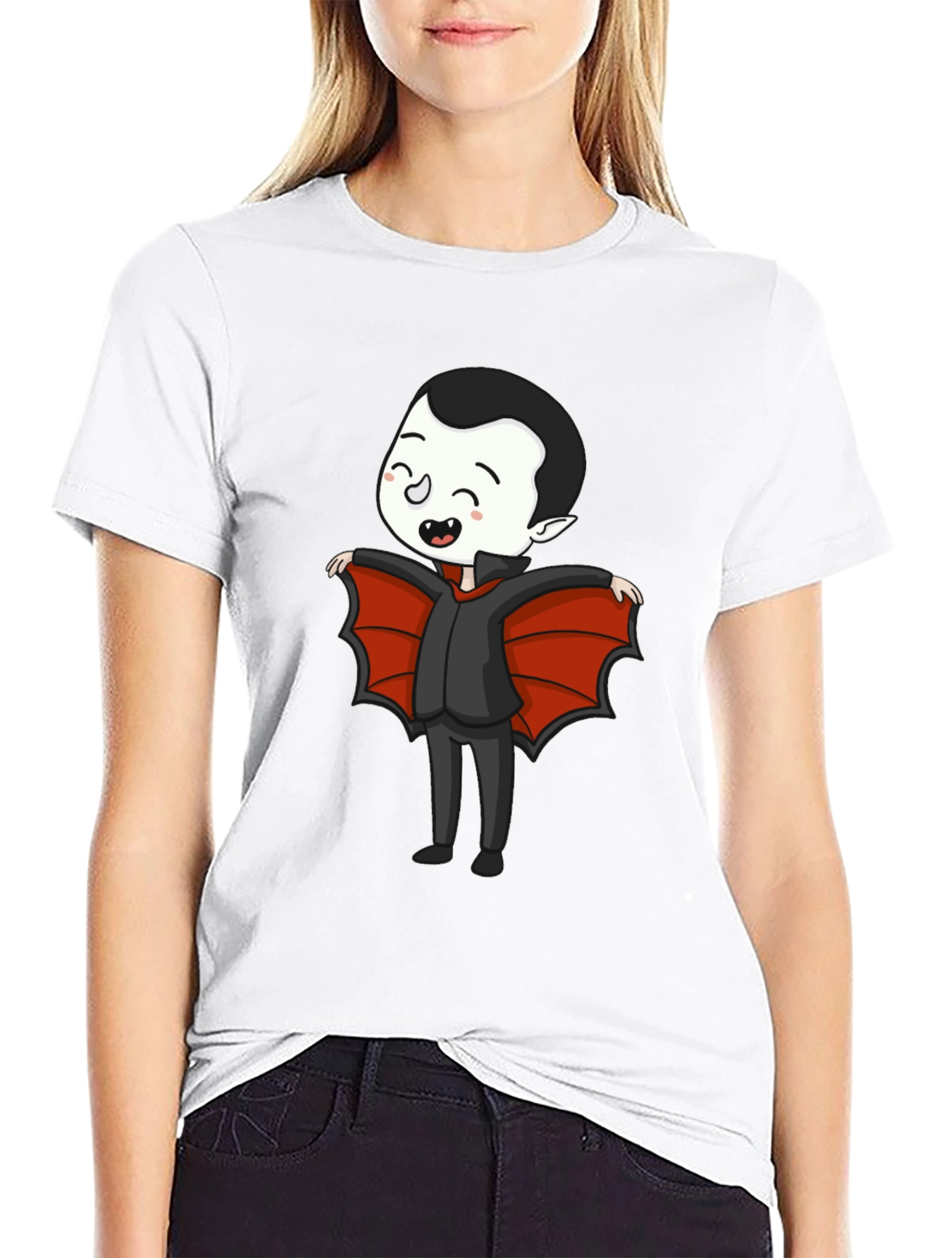 Black Cute Cartoon Vampire T-Shirt view 9