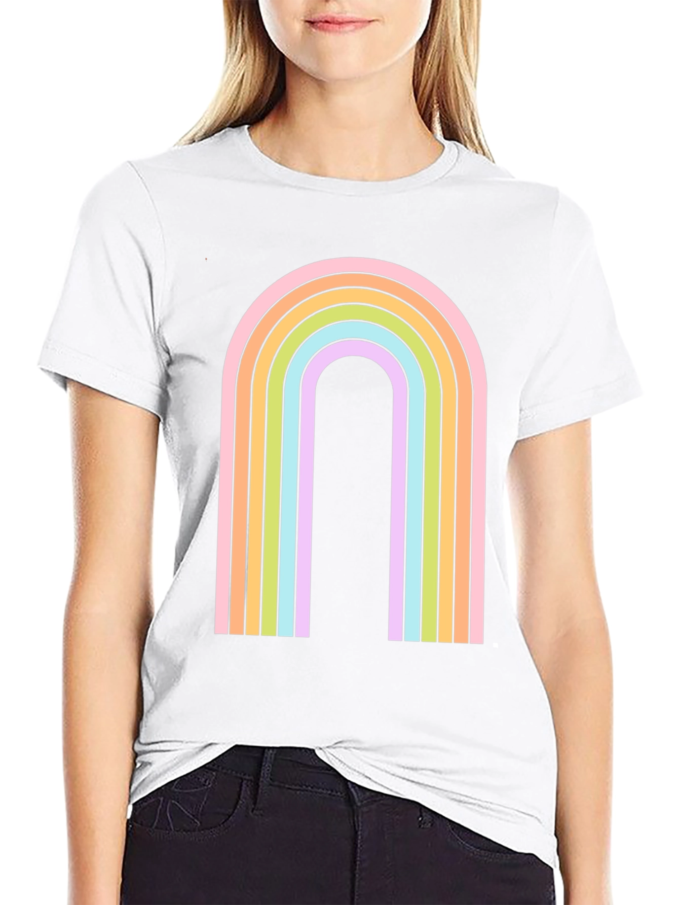 Black Retro Rainbow Arch Graphic Tee - Black view 9