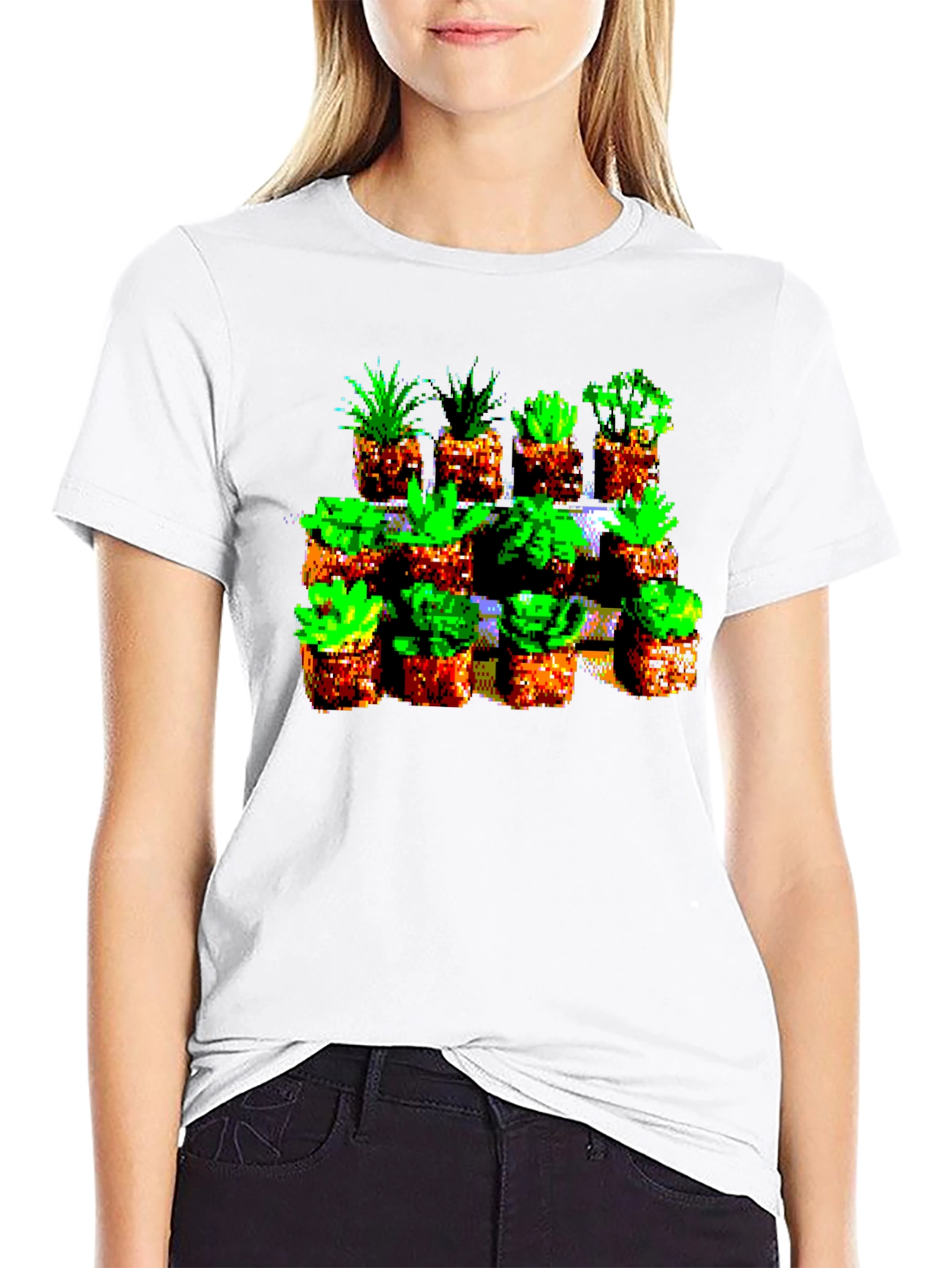 Black Pixelated Plant Lover Tee - Retro 8-Bit Style view 9