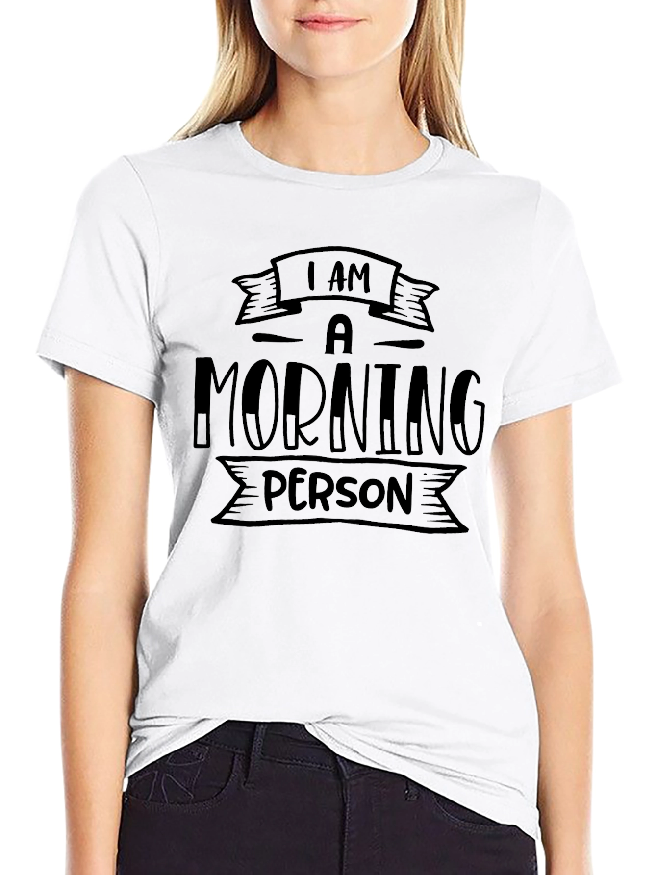Black Morning Person Graphic Tee - Black Cotton Comfort view 9