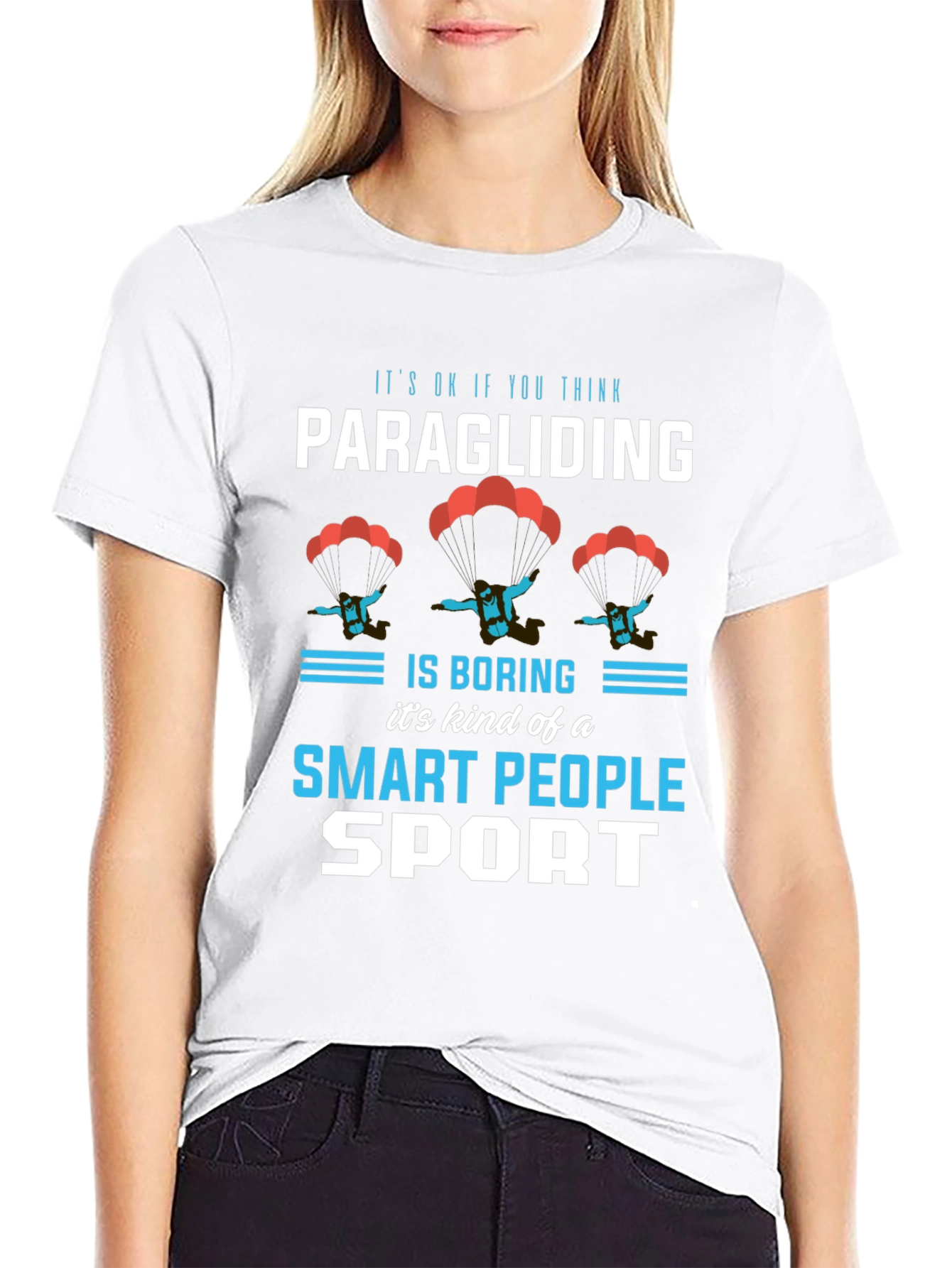 Black Paragliding Smart People Sport T-Shirt view 9