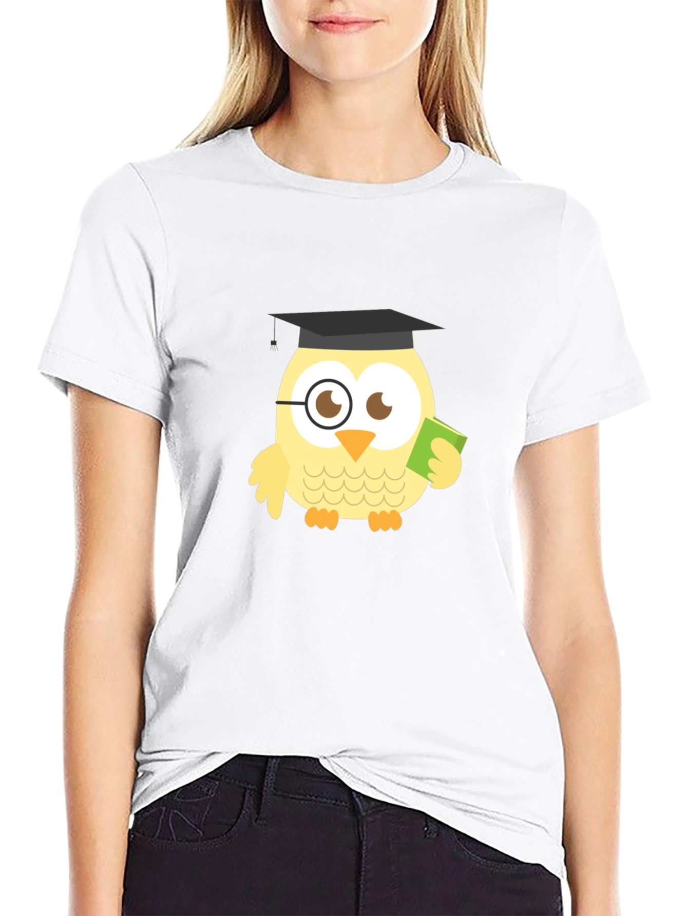 Black Funny Owl Grad Black T-Shirt view 9