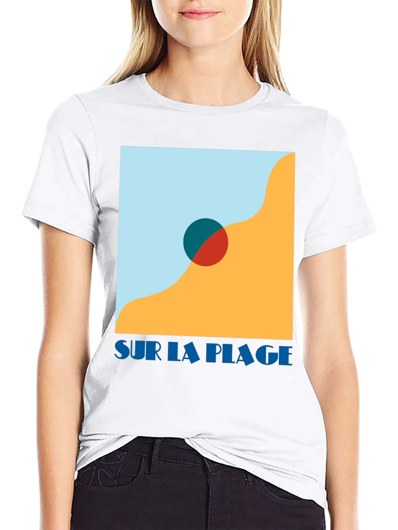 Black Sur La Plage Graphic Tee - Black Cotton T-Shirt view 9