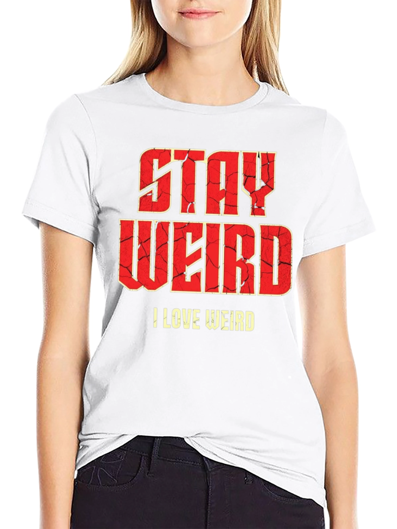 Black Stay Weird Graphic T-Shirt - Funny Slogan Tee view 9