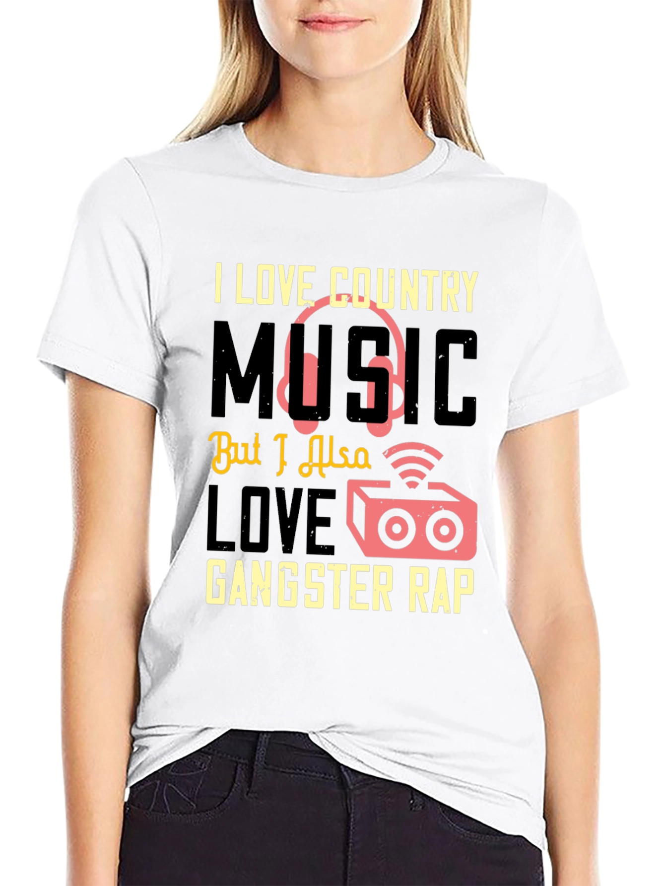 Black Country Music & Gangster Rap Graphic T-Shirt view 9