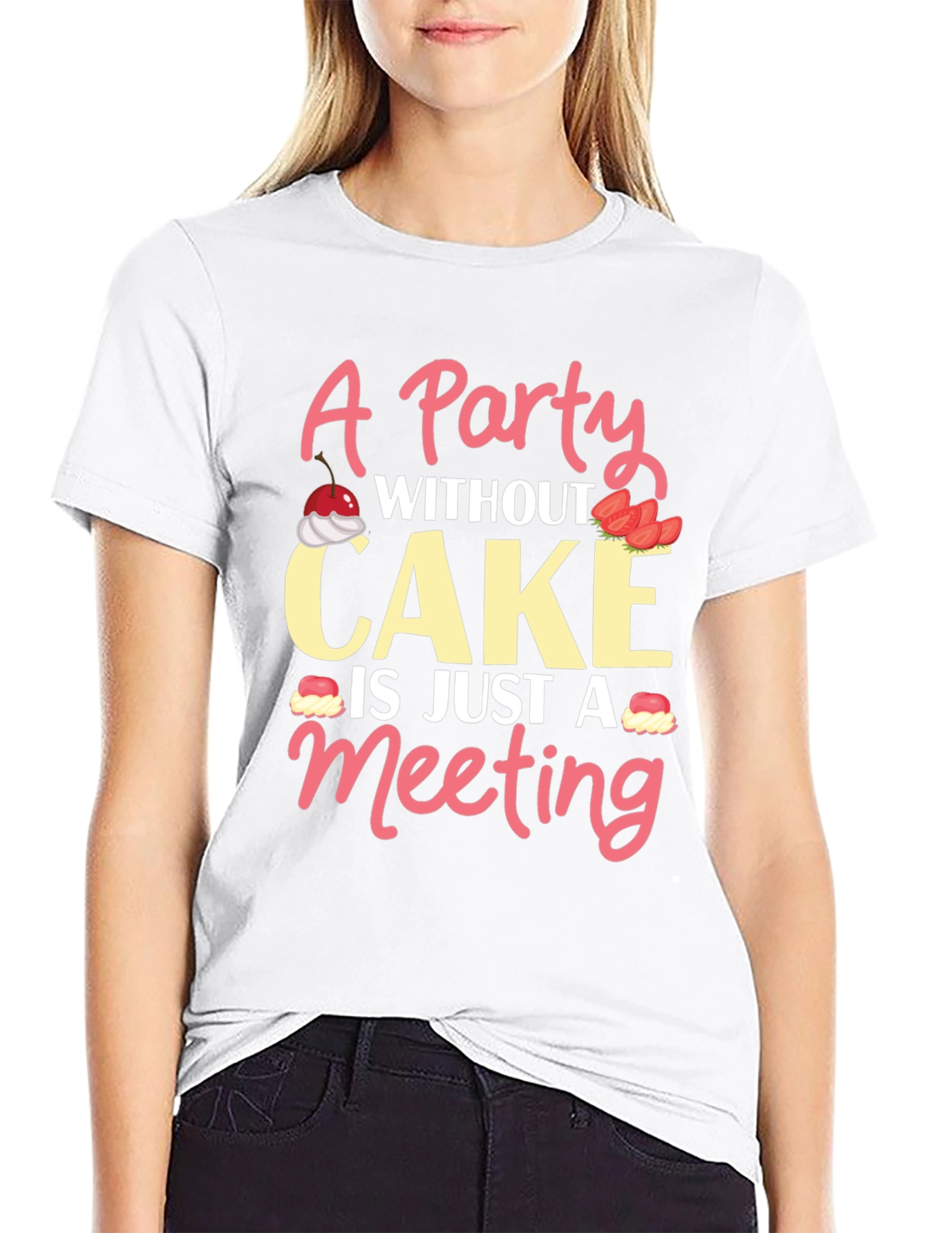 Black Party Without Cake T-Shirt - Funny Graphic Tee view 9
