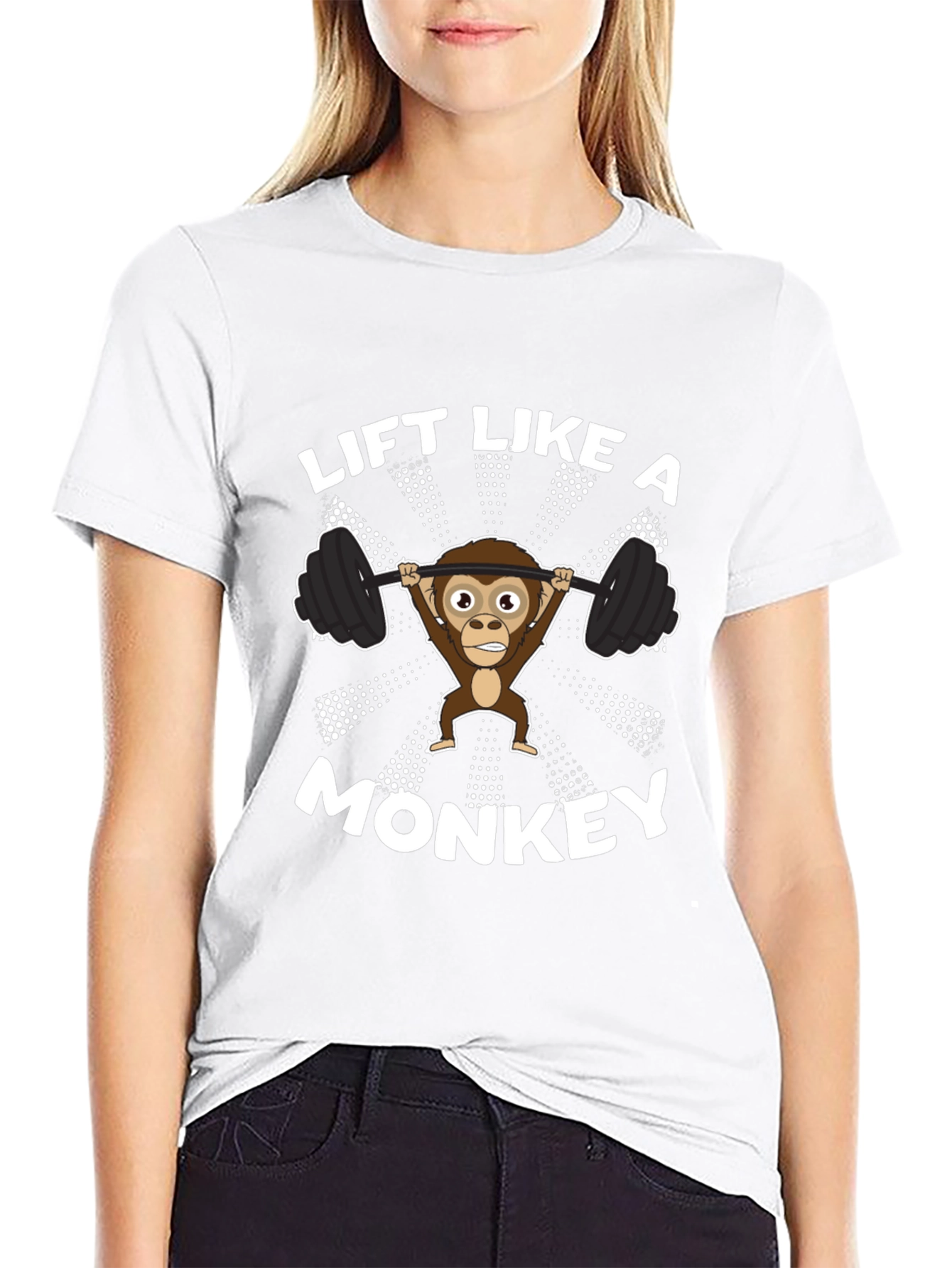 Black Lift Like a Monkey T-Shirt - Funny Gym Workout Tee view 9