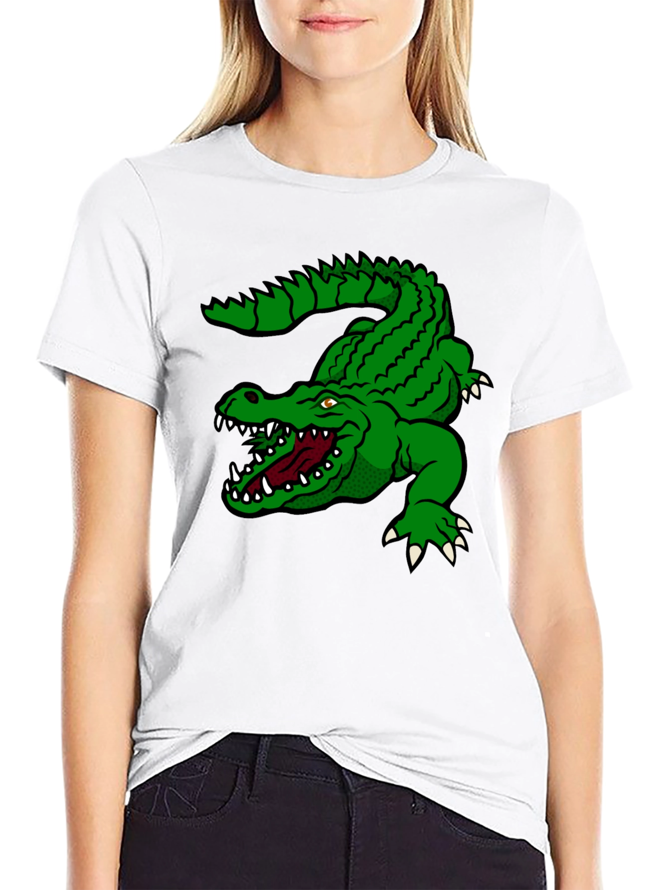 Black Green Alligator Graphic T-Shirt - Bold Style view 9
