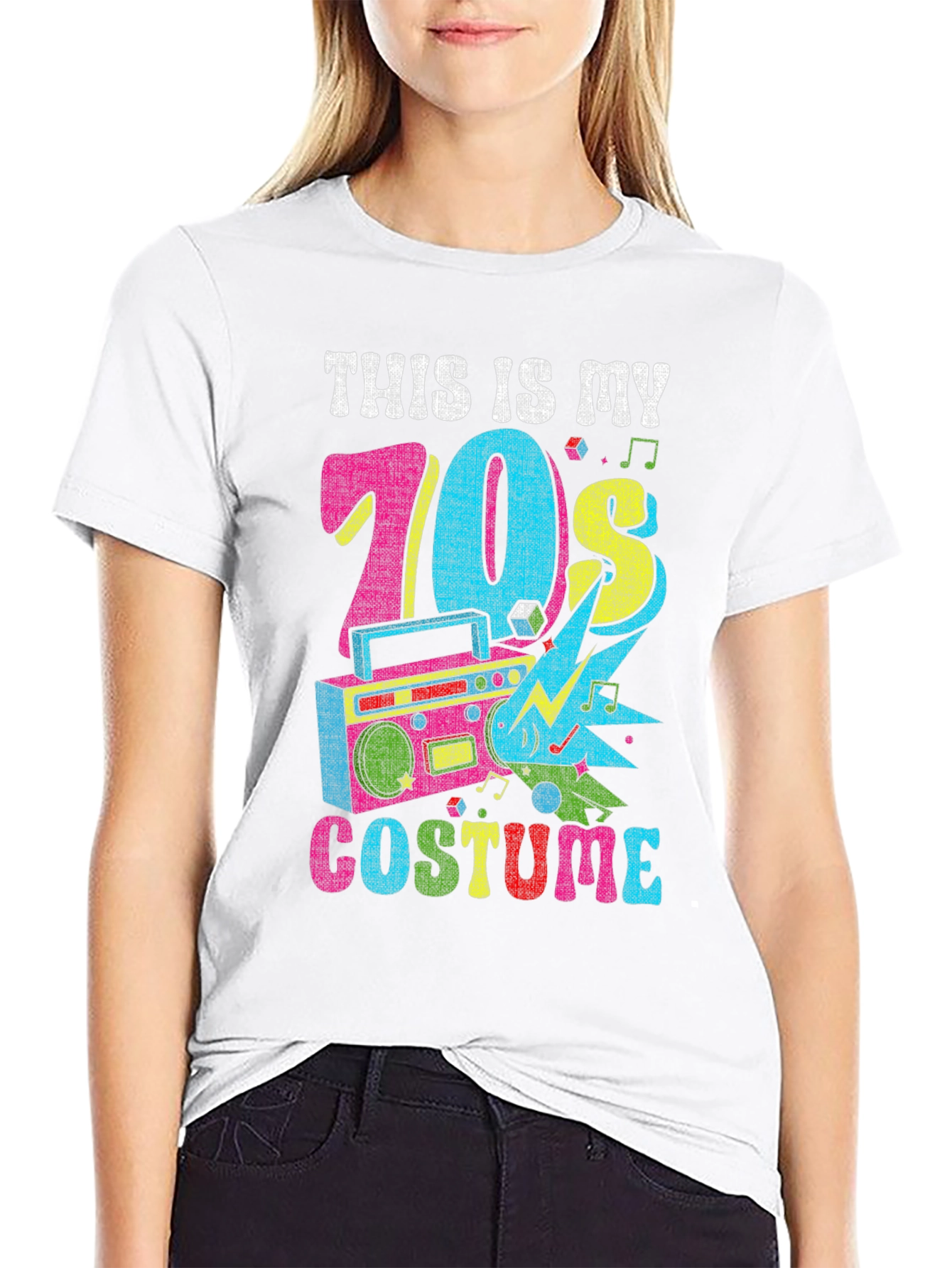 Black Retro 70s Costume T-Shirt view 9