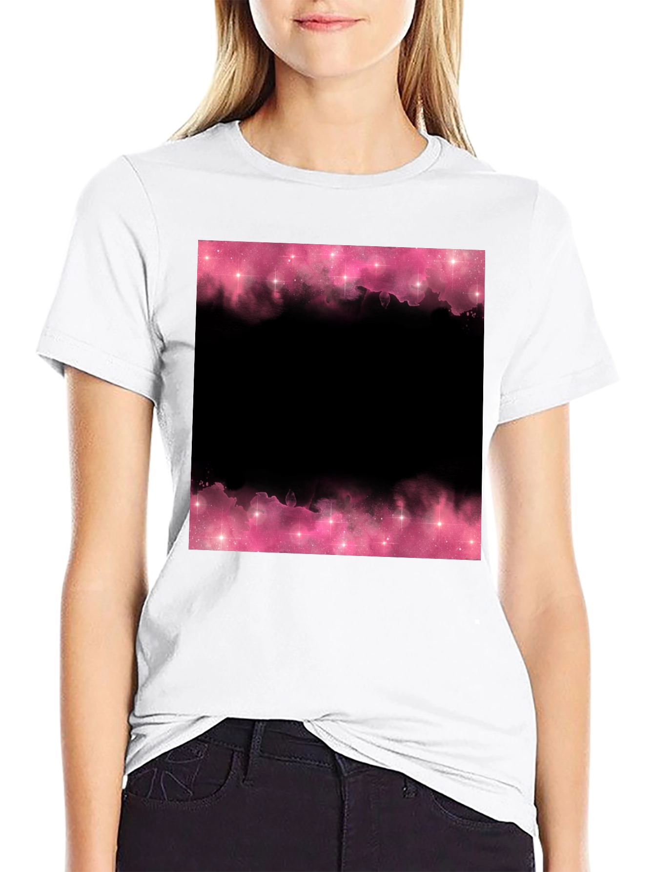 Black Pink Galaxy Black T-Shirt view 9