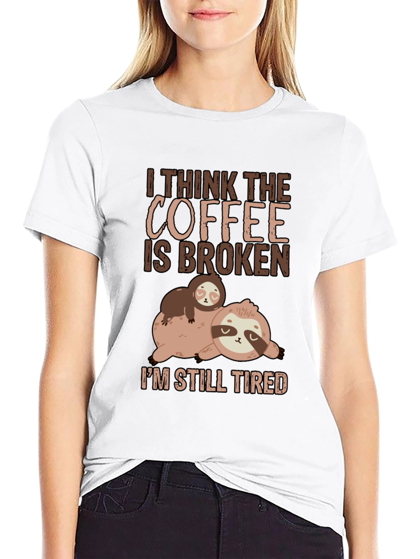 Black Coffee Broken Sloth Graphic Tee view 9