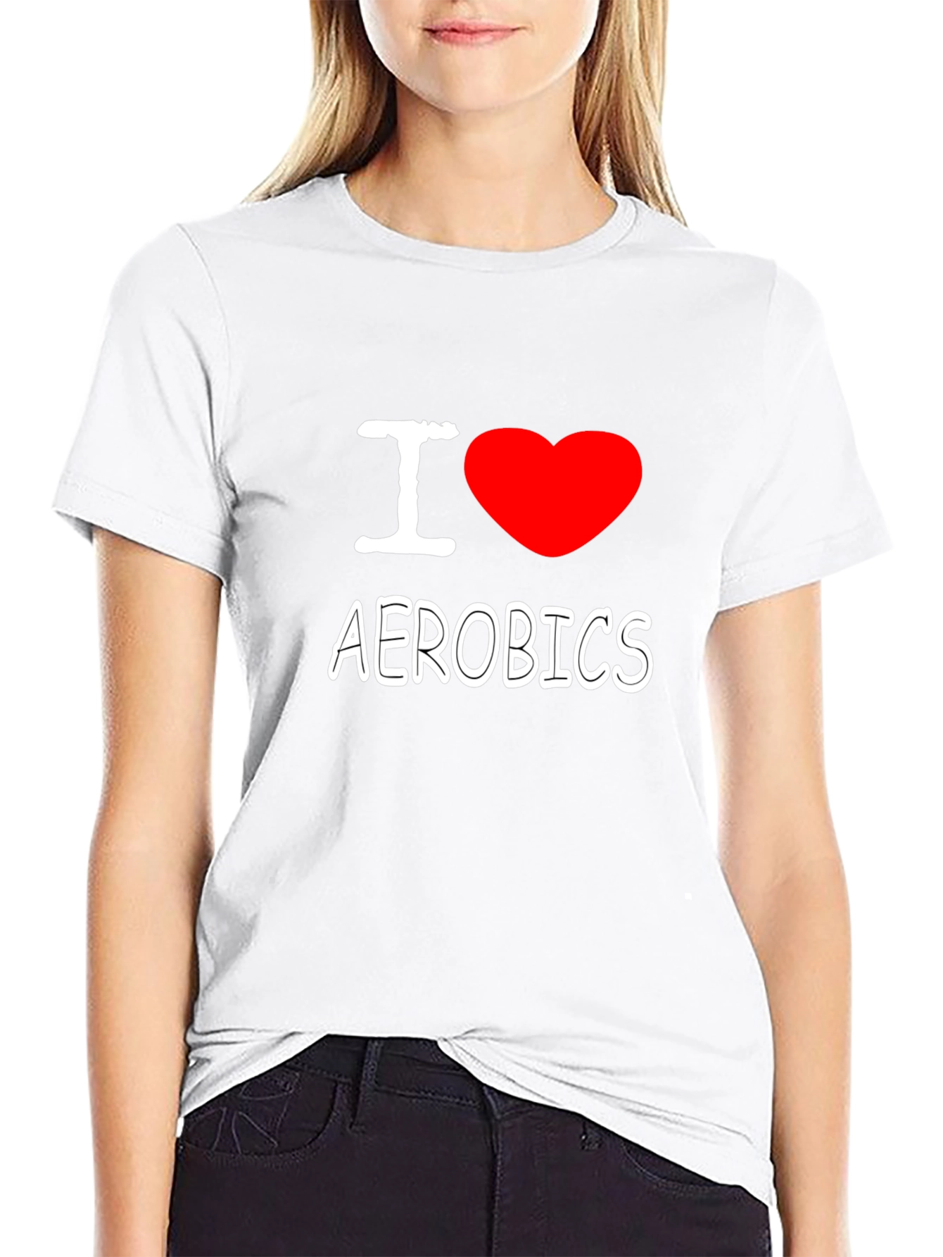 Black I Heart Aerobics Black Cotton Tee view 9