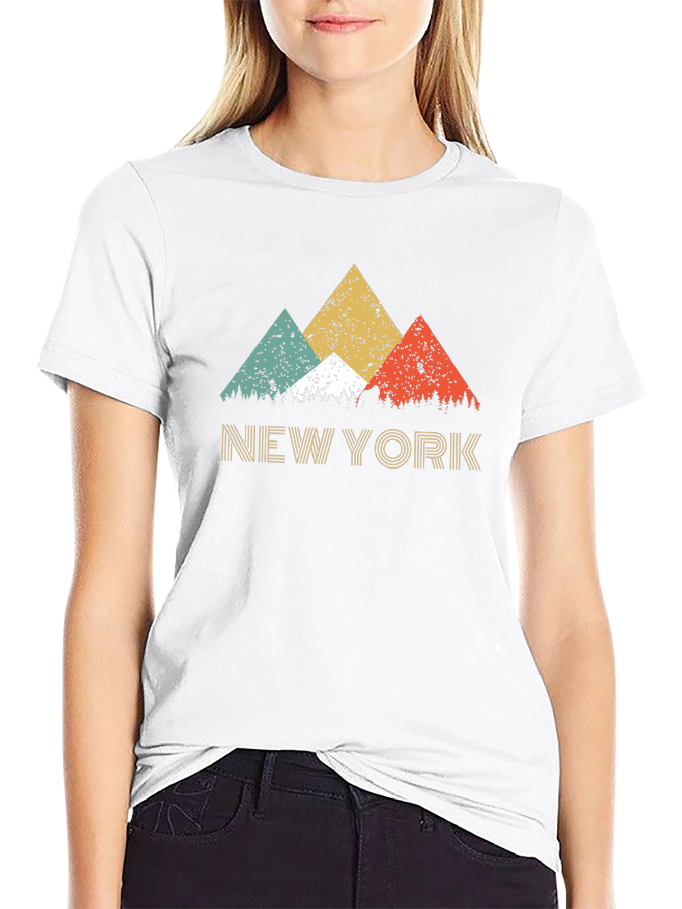 Black Retro New York Mountain Graphic Tee view 9