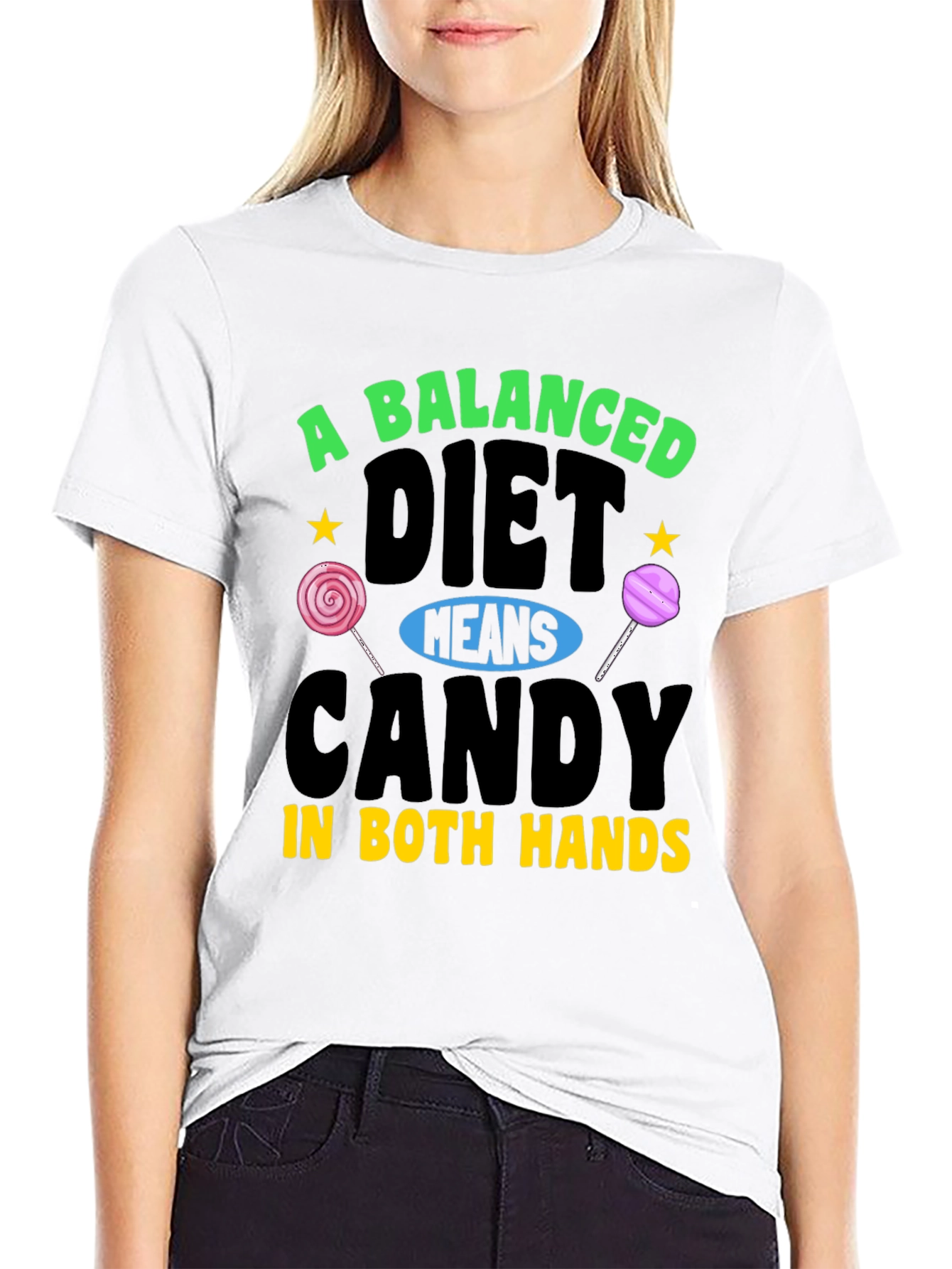 Black Balanced Diet Candy T-Shirt, Funny Graphic Tee view 9