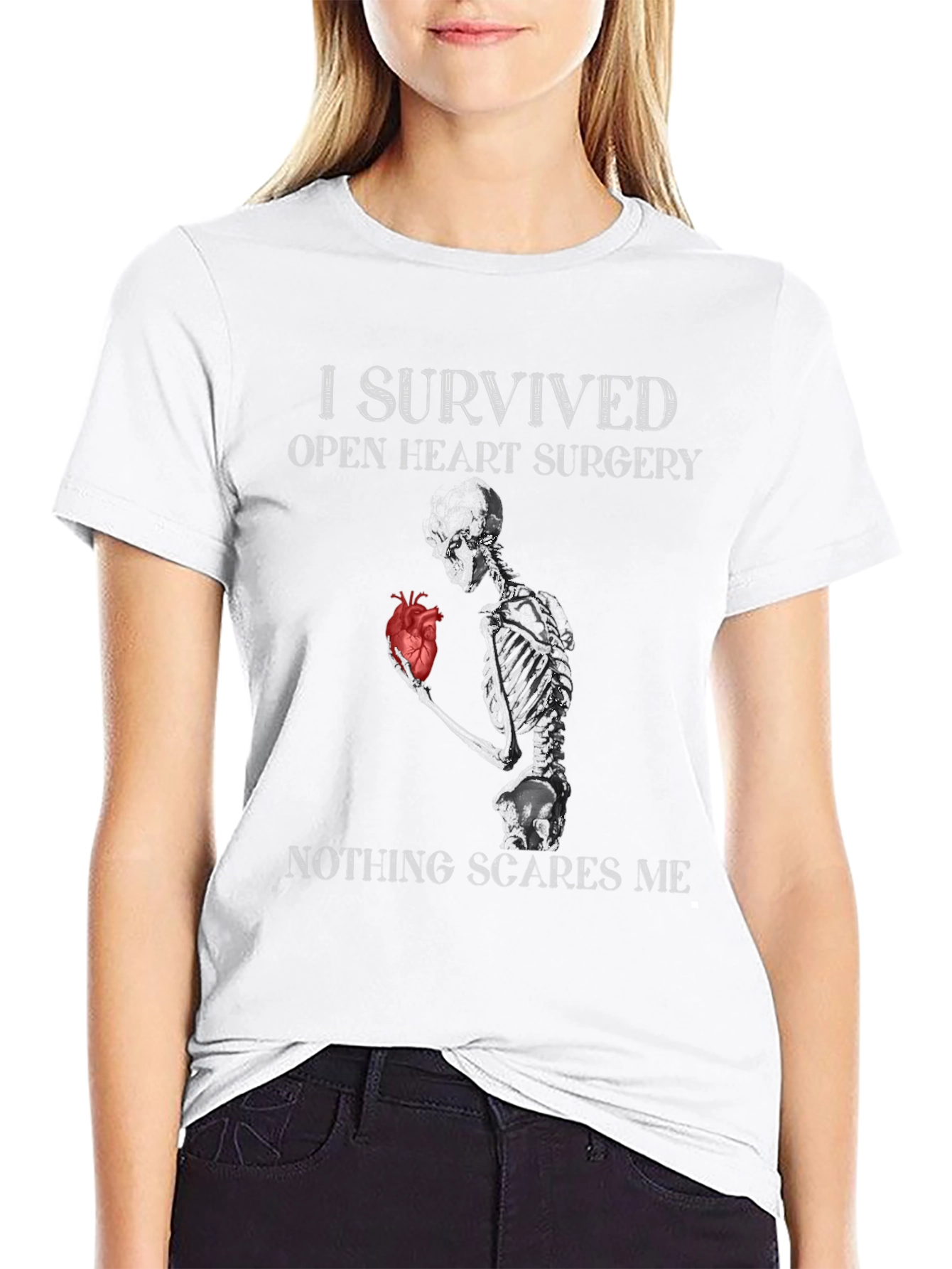 Black I Survived Open Heart Surgery Graphic Tee view 9