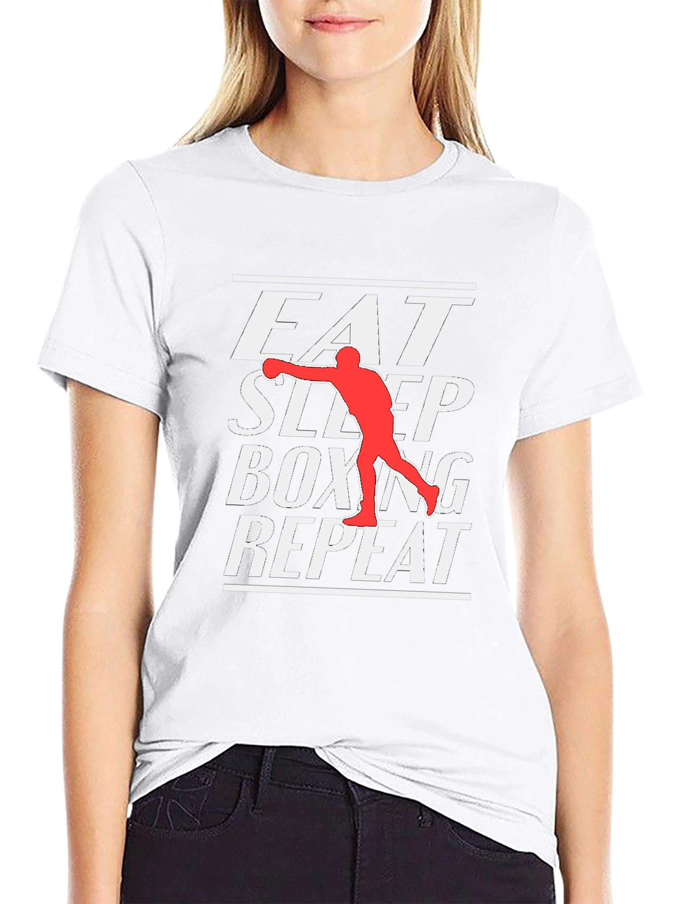 Black Eat Sleep Boxing Repeat Graphic T-Shirt view 9