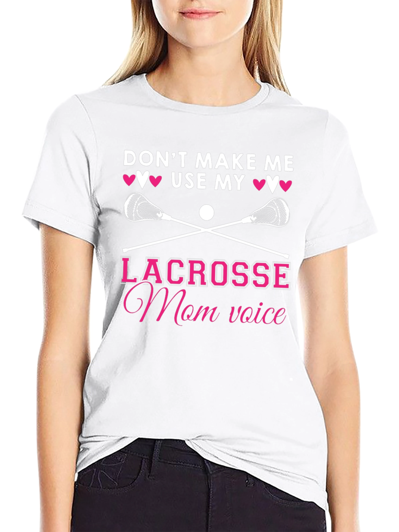 Black Lacrosse Mom T-Shirt - Don't Make Me Use My Voice! view 9