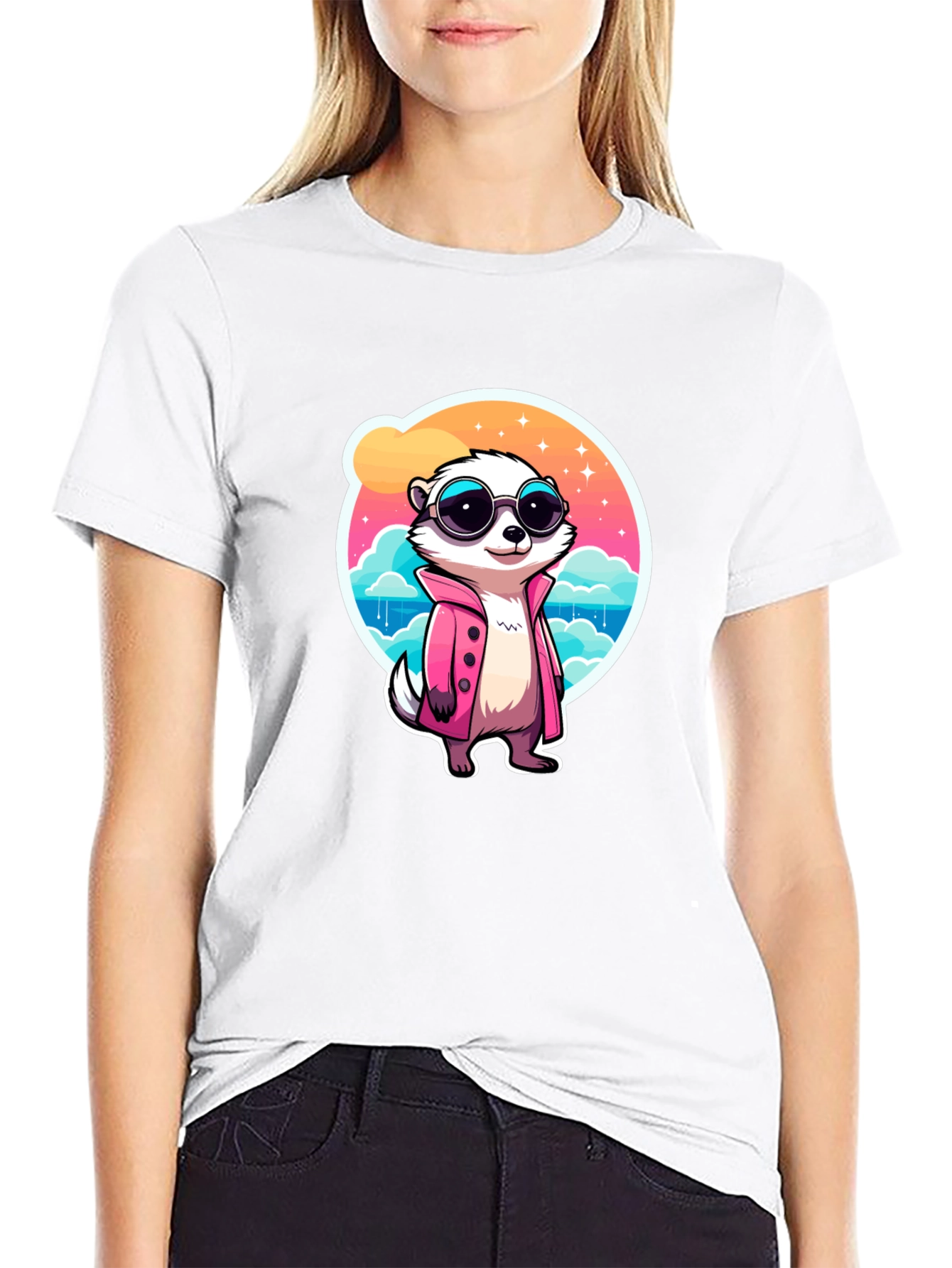 Black Cool Meerkat Graphic Tee view 9