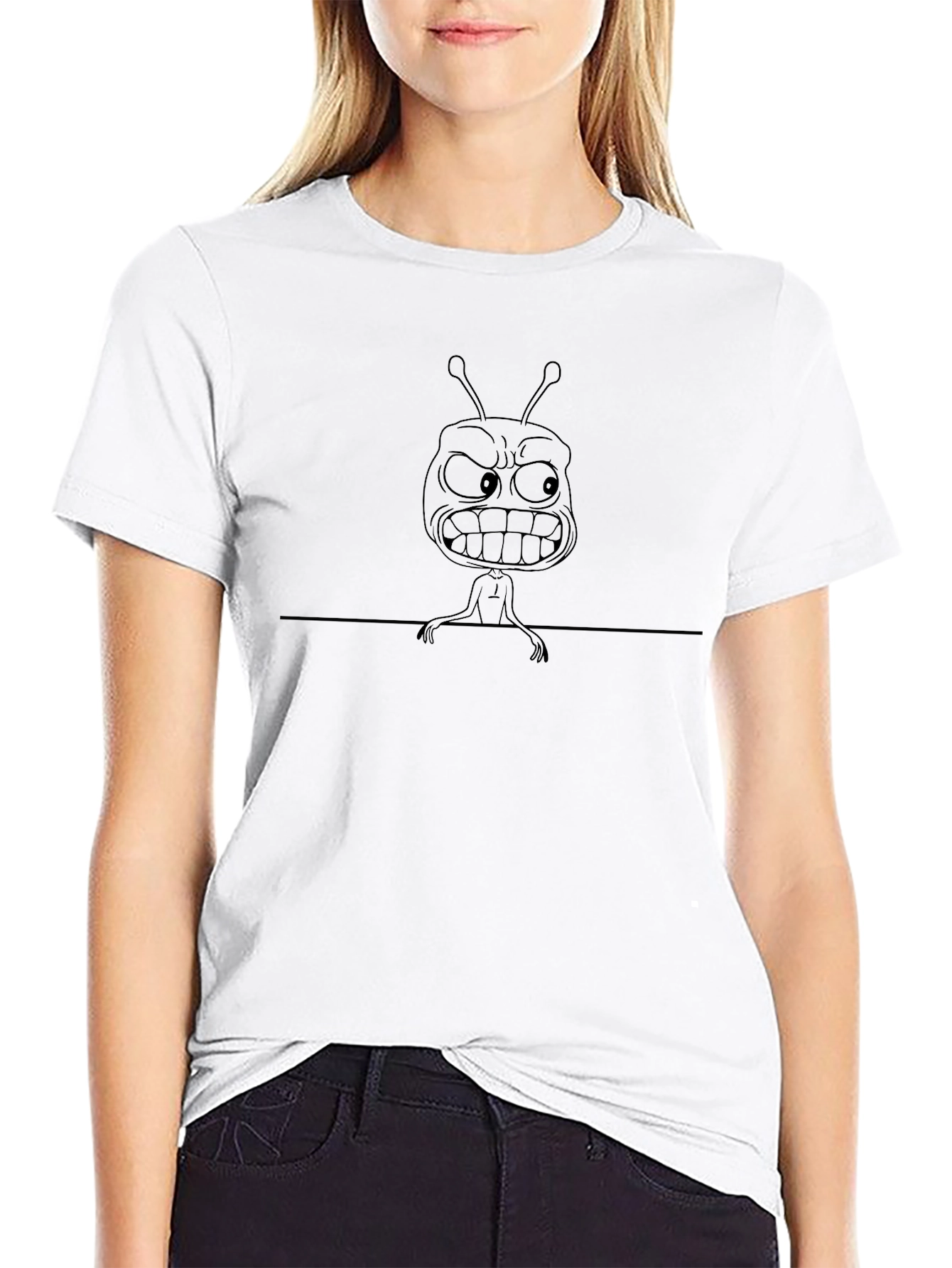 Black Cartoon Alien Black T-Shirt view 9