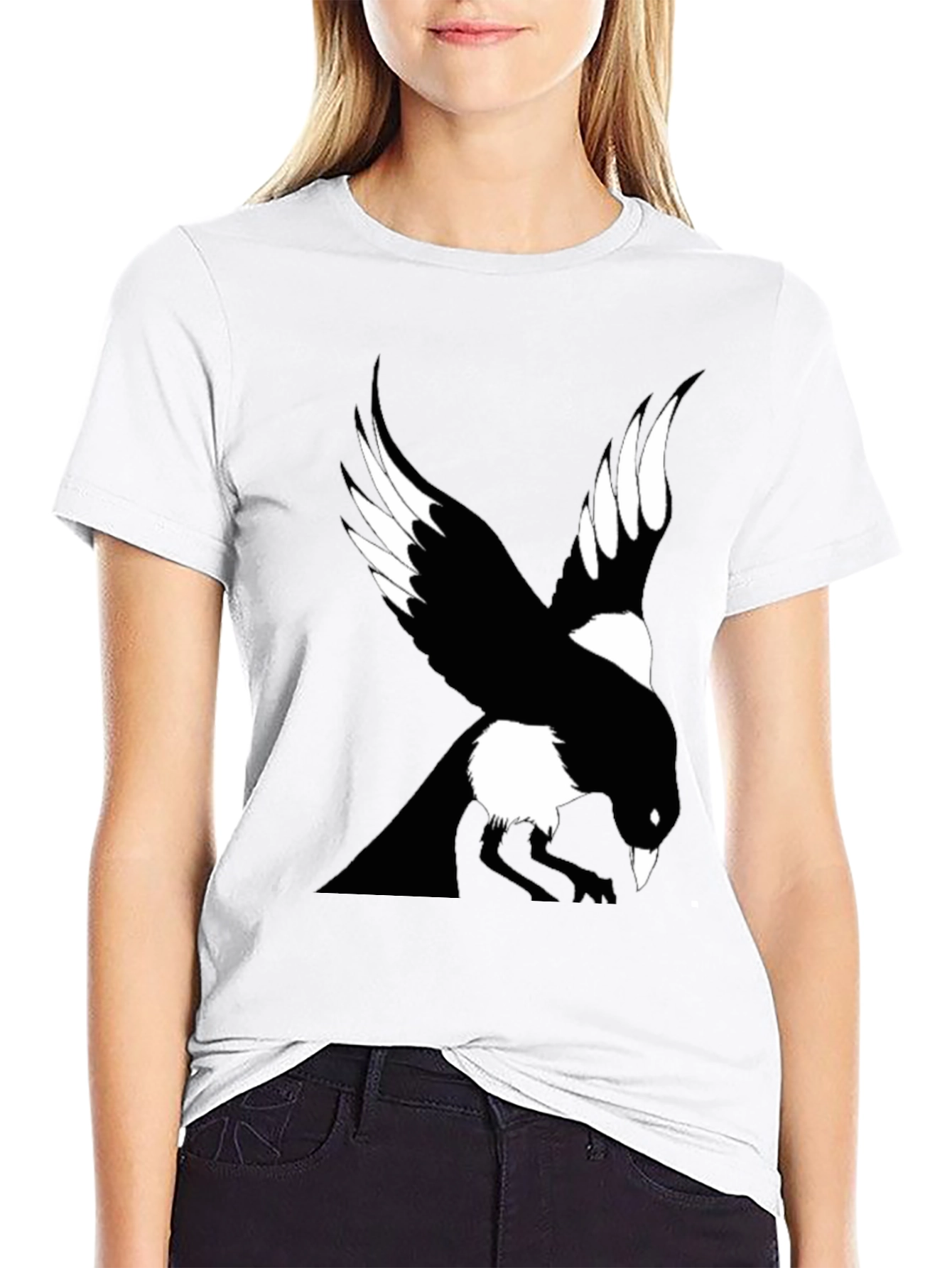 Black Raven Graphic Tee - Men's Black Crew Neck T-Shirt view 9