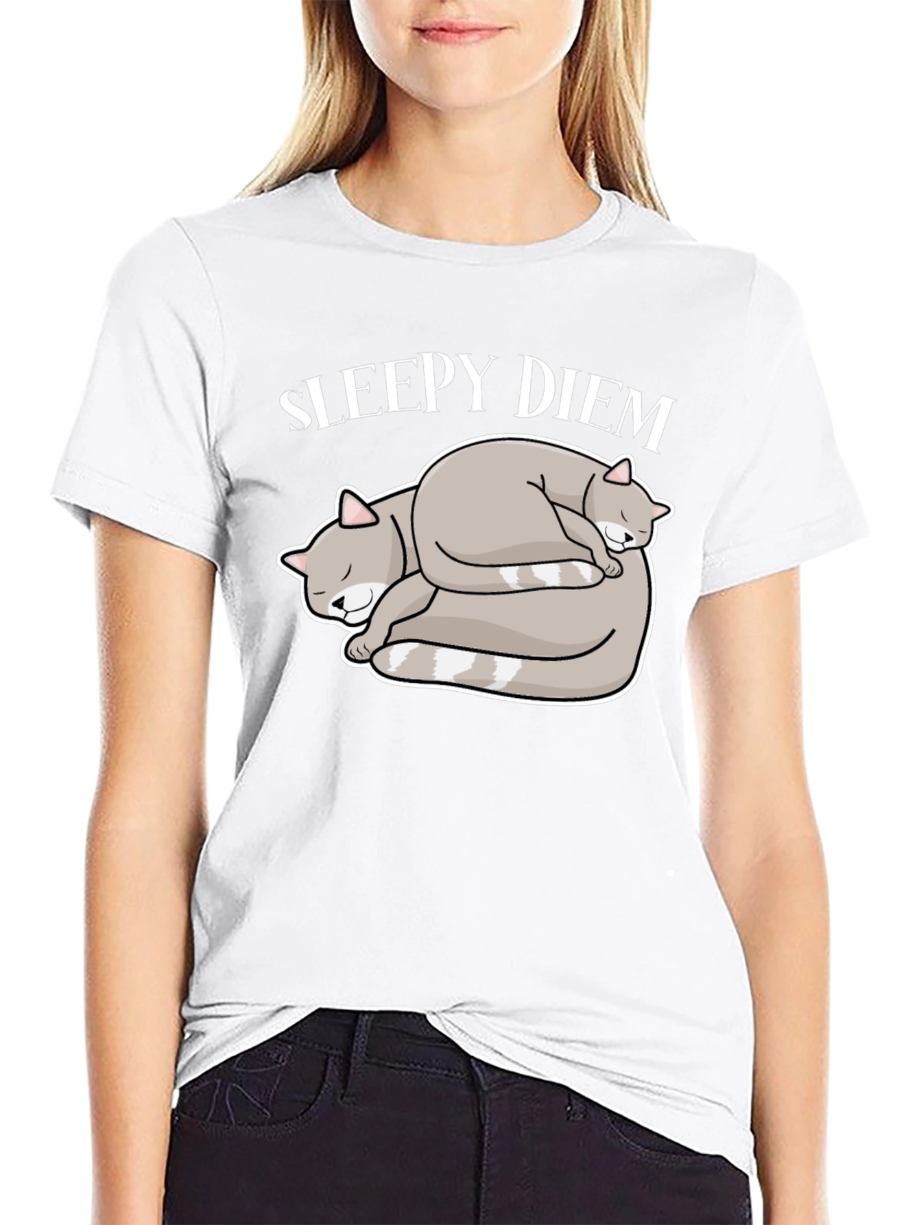 Black Sleepy Diem Cat Nap T-Shirt Black Cotton Blend view 9