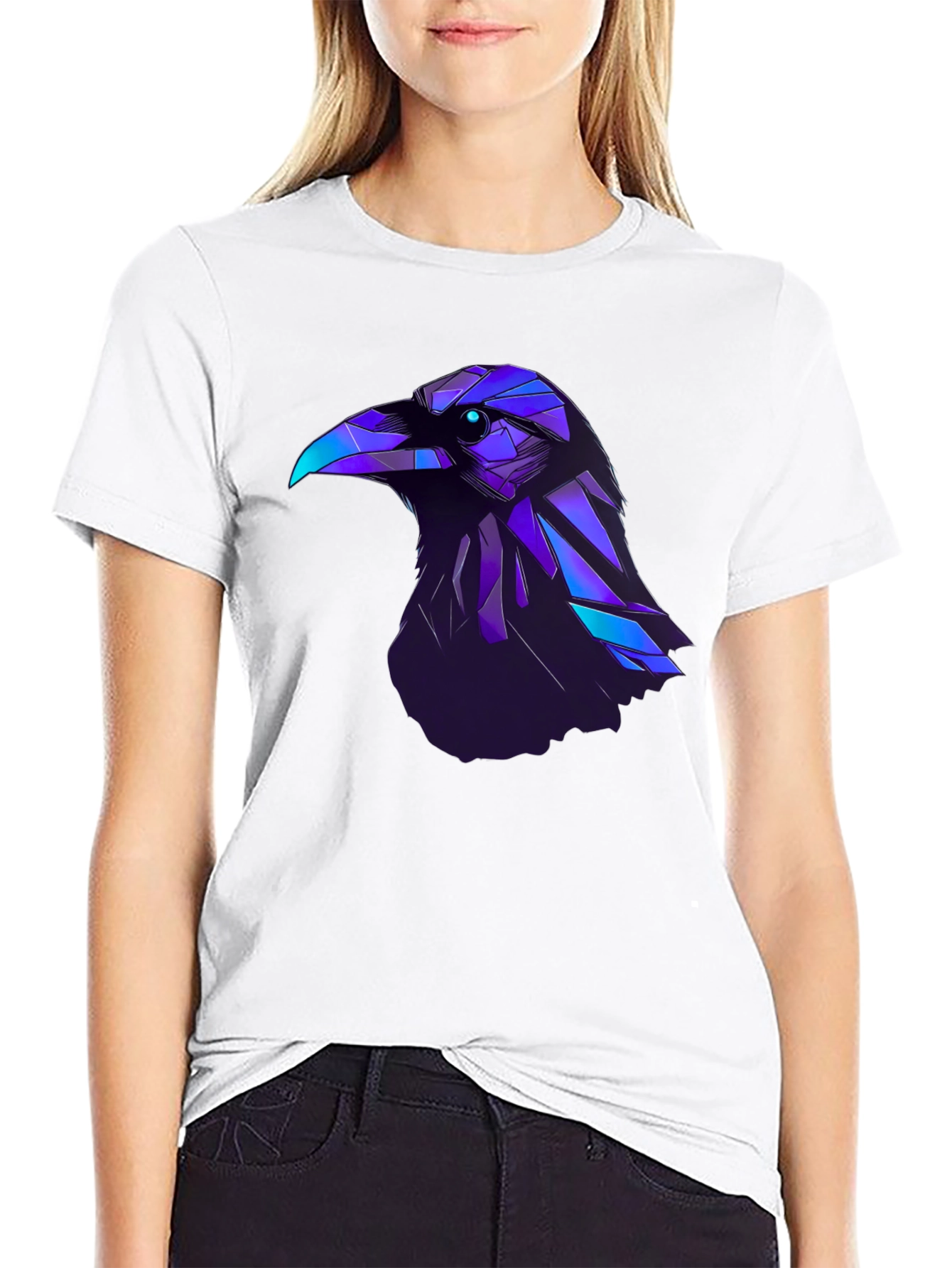 Black Raven Graphic T-Shirt - Modern Geometric Bird Design view 9
