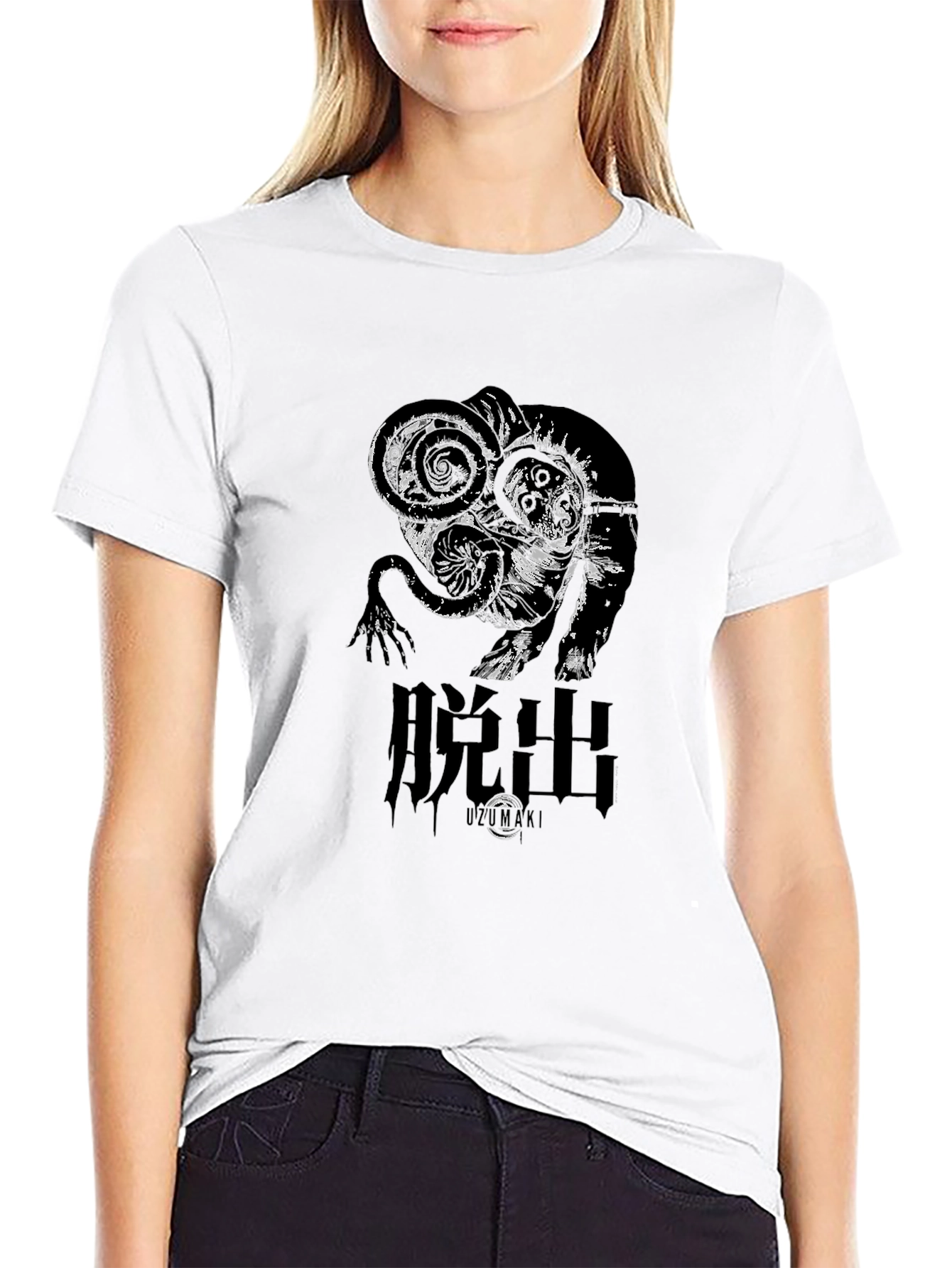 Black Uzumaki Manga Inspired Black T-Shirt view 9