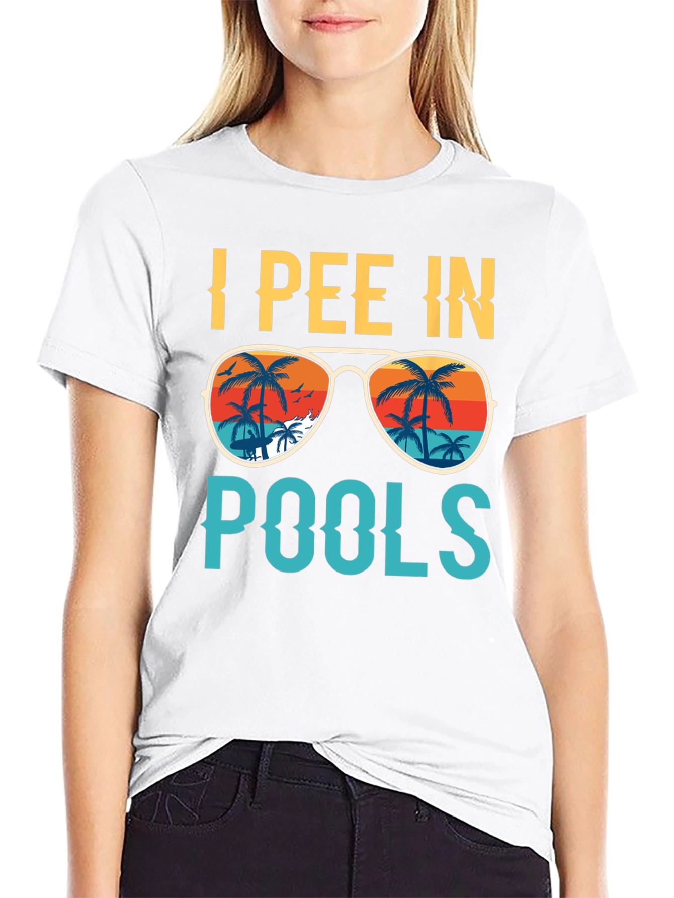Black I Pee In Pools T-Shirt - Funny Summer Tee view 9