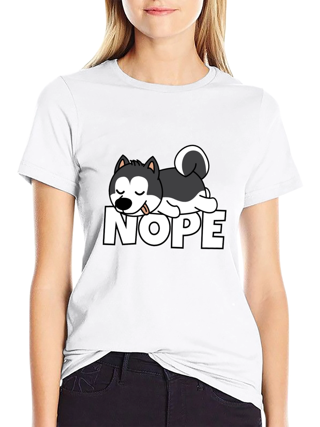 Black Nope Husky T-Shirt - Relaxed Fit view 9