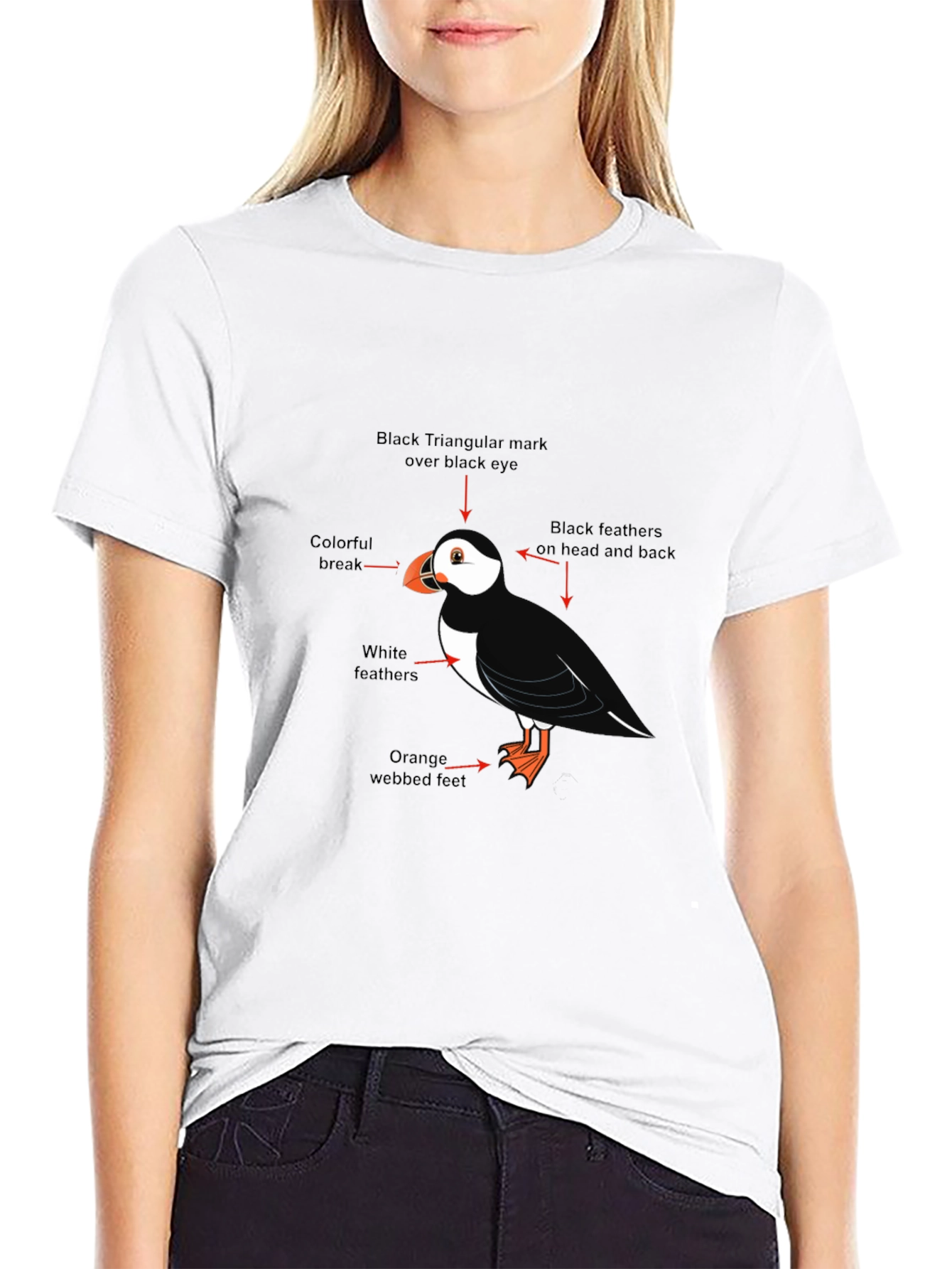 Black Puffin Bird Graphic Tee - Black Cotton Blend T-Shirt view 9